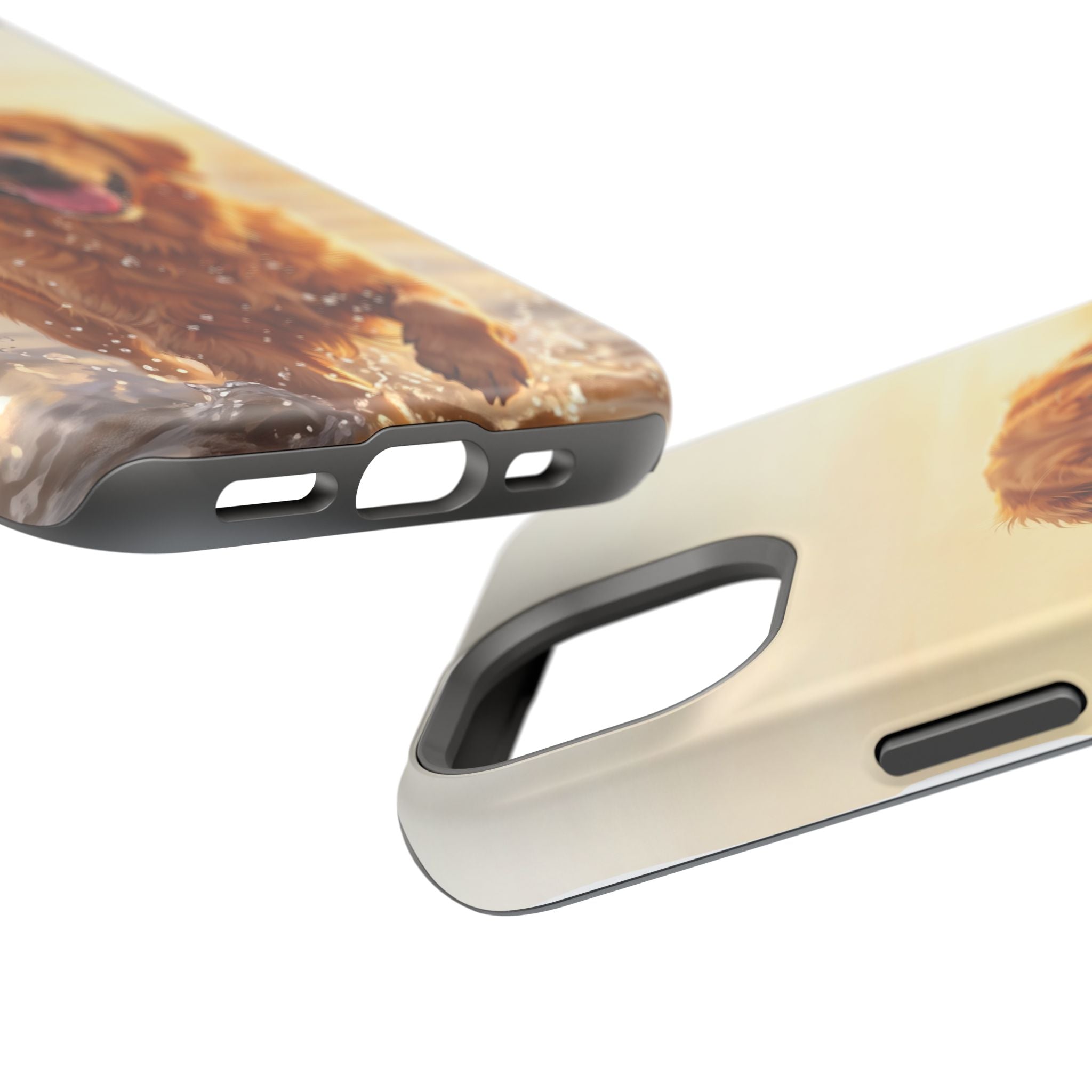 Beach Golden Retriever Phone Case — Impact-Resistant Wireless Charging Cover