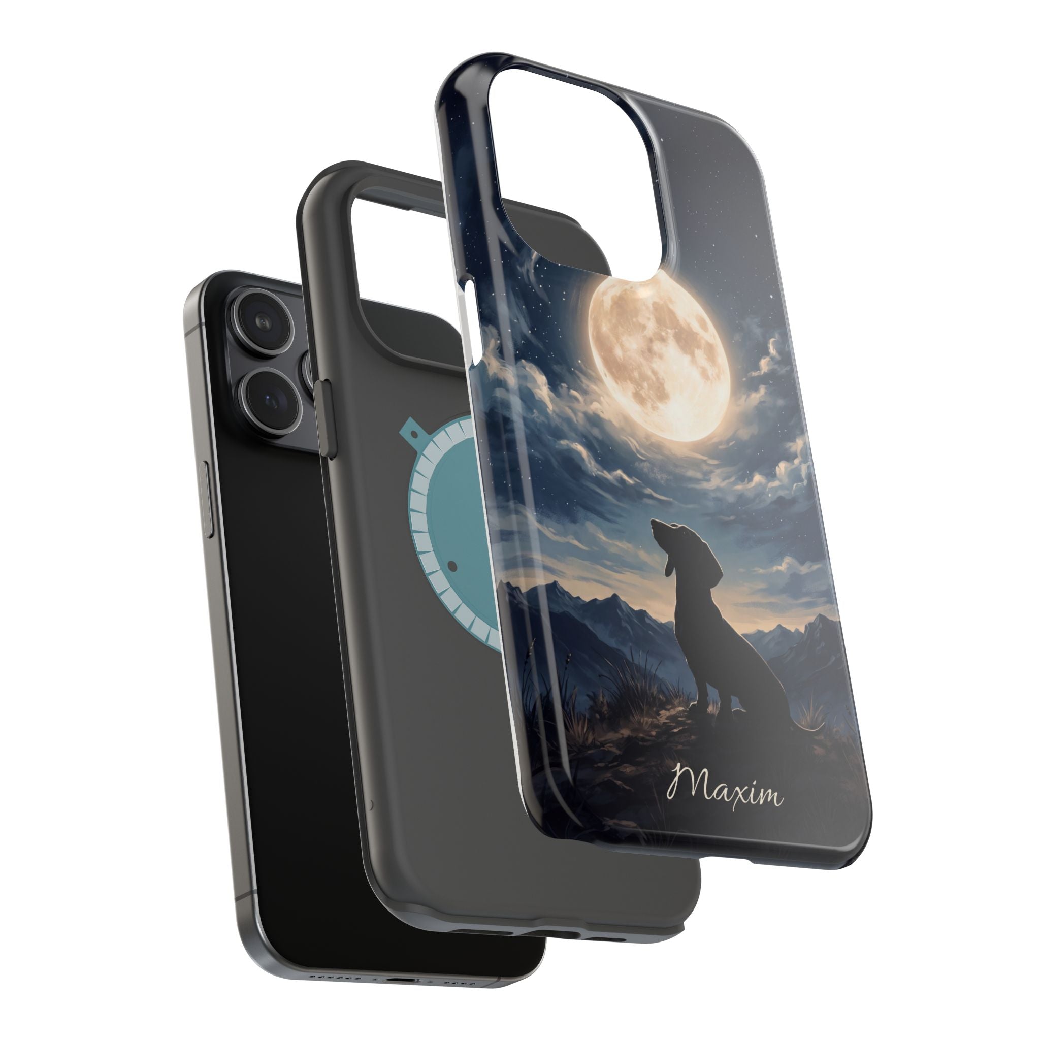 Personalized Dachshund Moonlight Phone Case — Wireless Charging Cover