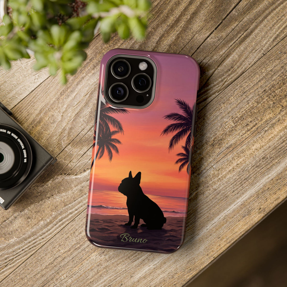 Personalized French Bulldog Tropical Beach Phone Case — Wireless Charging Cover