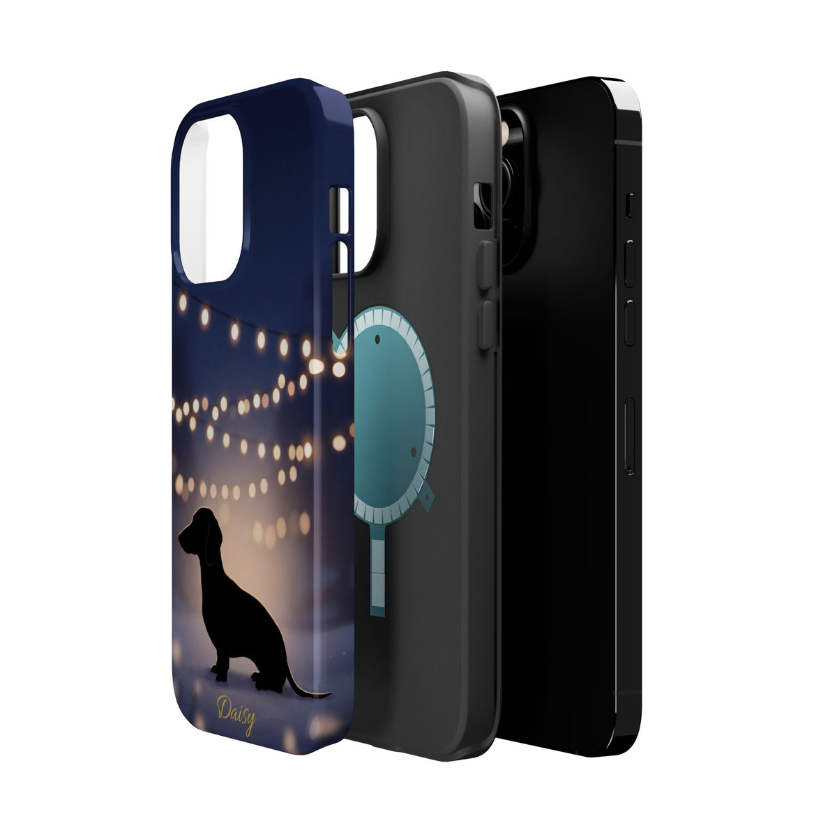 Personalized Dachshund Fairy Lights Phone Case — Wireless Charging Cover