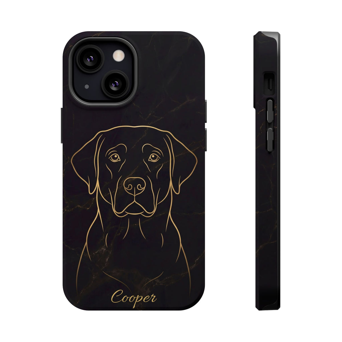 Personalized Gold Line Art Labrador Phone Case — Tough Magnetic Case with Wireless Charging