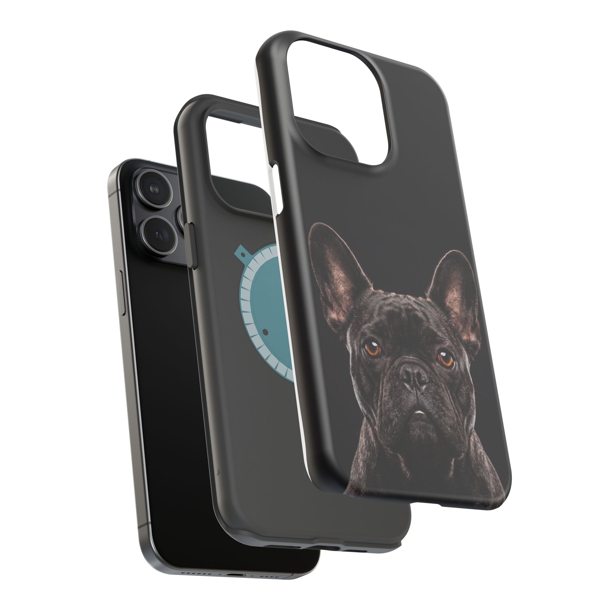 Black French Bulldog Phone Case — Impact-Resistant Wireless Charging Cover