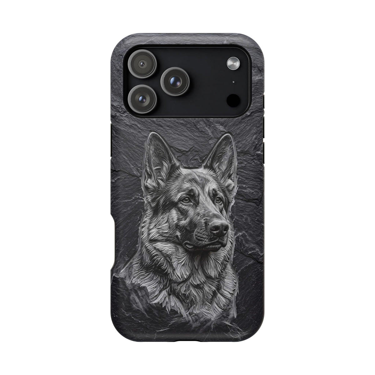 German Shepherd Phone Case | Carved Stone Art — Tough Magnetic Case with Wireless Charging