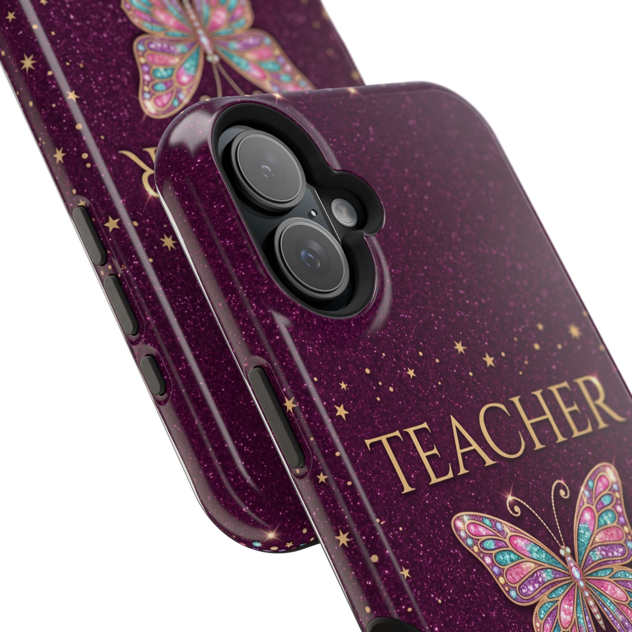 Teacher Life Glitter Butterfly Phone Case — Wireless Charging Cover