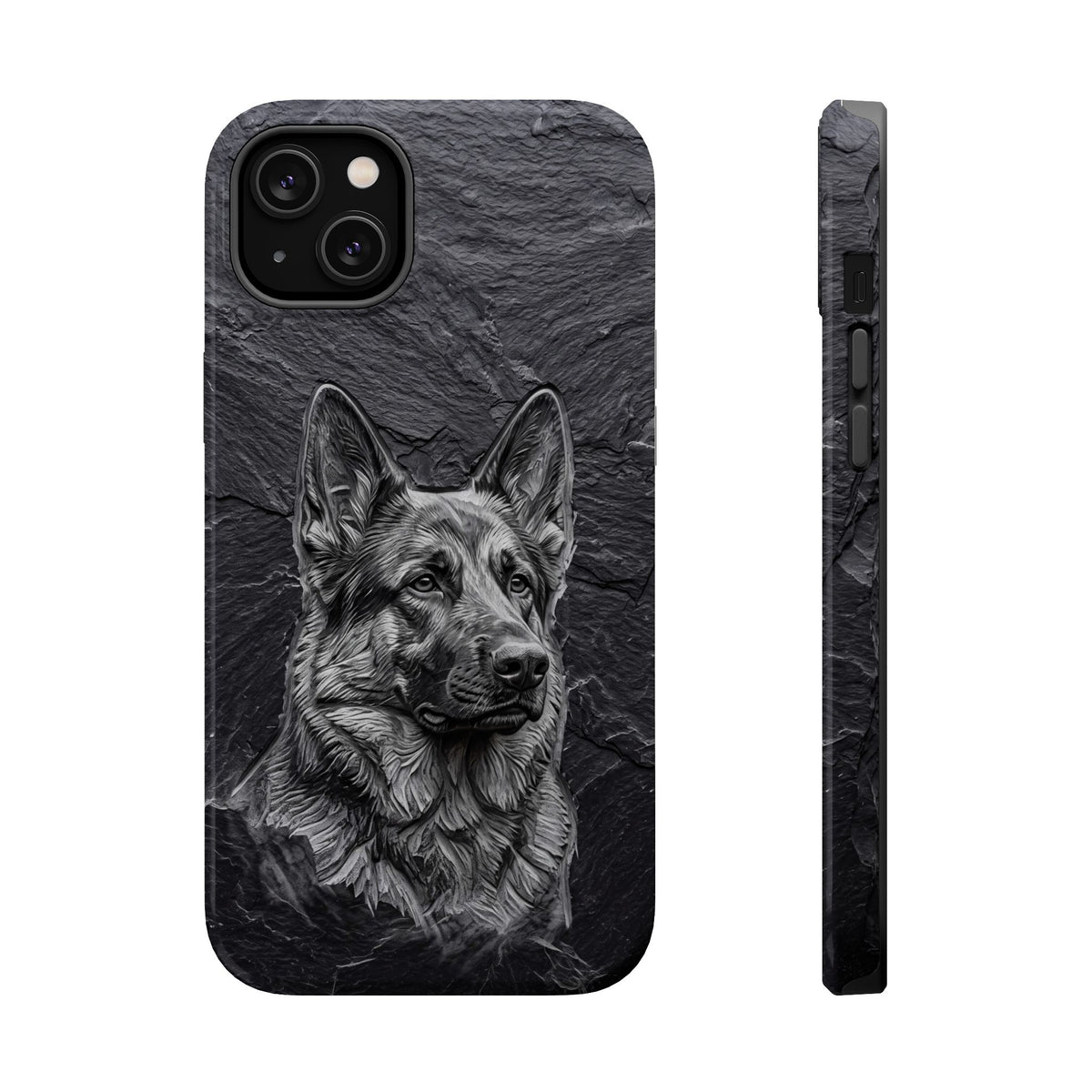 German Shepherd Phone Case | Carved Stone Art — Tough Magnetic Case with Wireless Charging