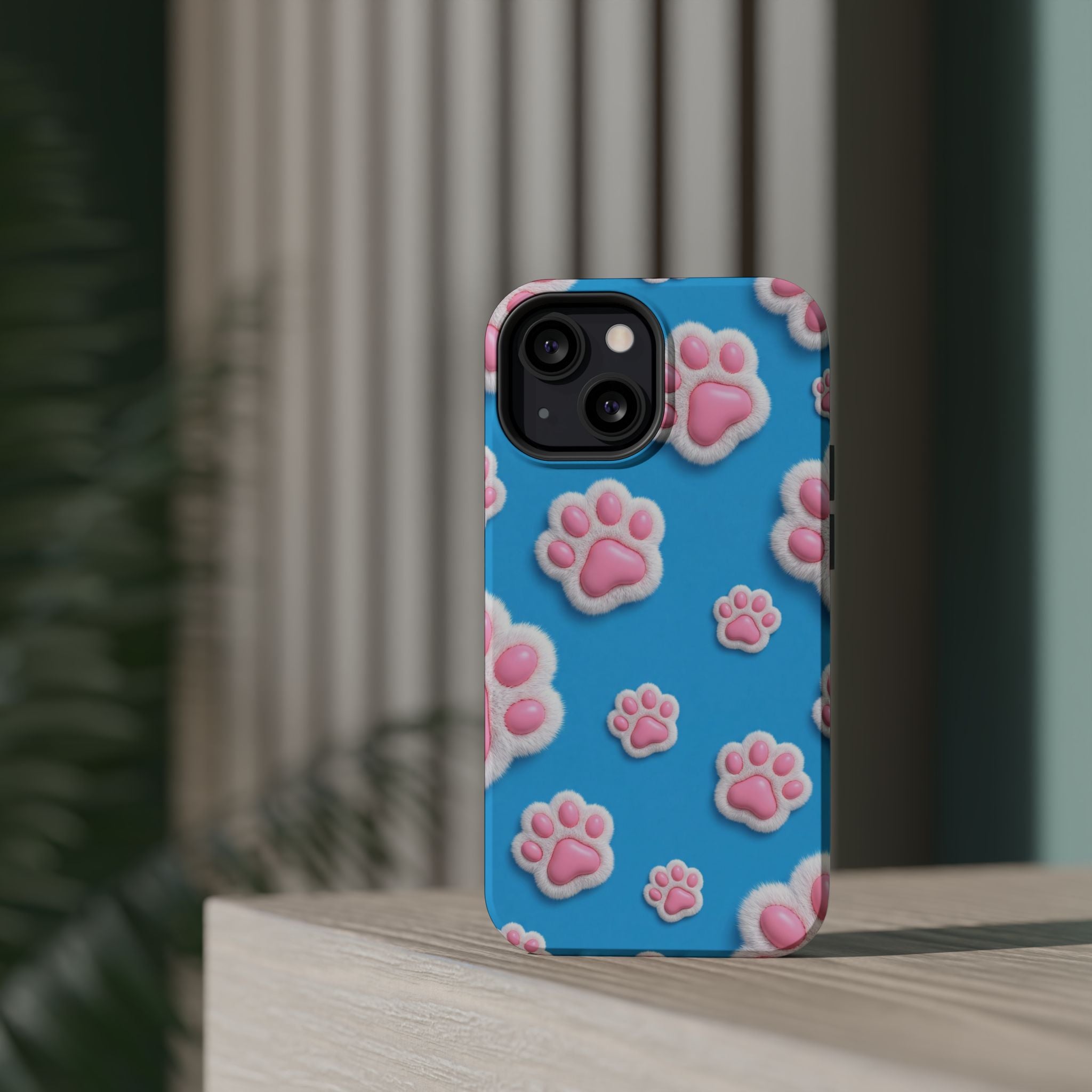 Fluffy Paw Print Phone Case | Cute 3D Pink Paw Pattern Case for Dog & Cat Lovers | iPhone & Samsung