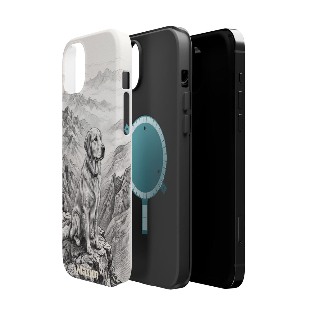 Personalized Golden Retriever Mountain Peak Phone Case — Wireless Charging Cover