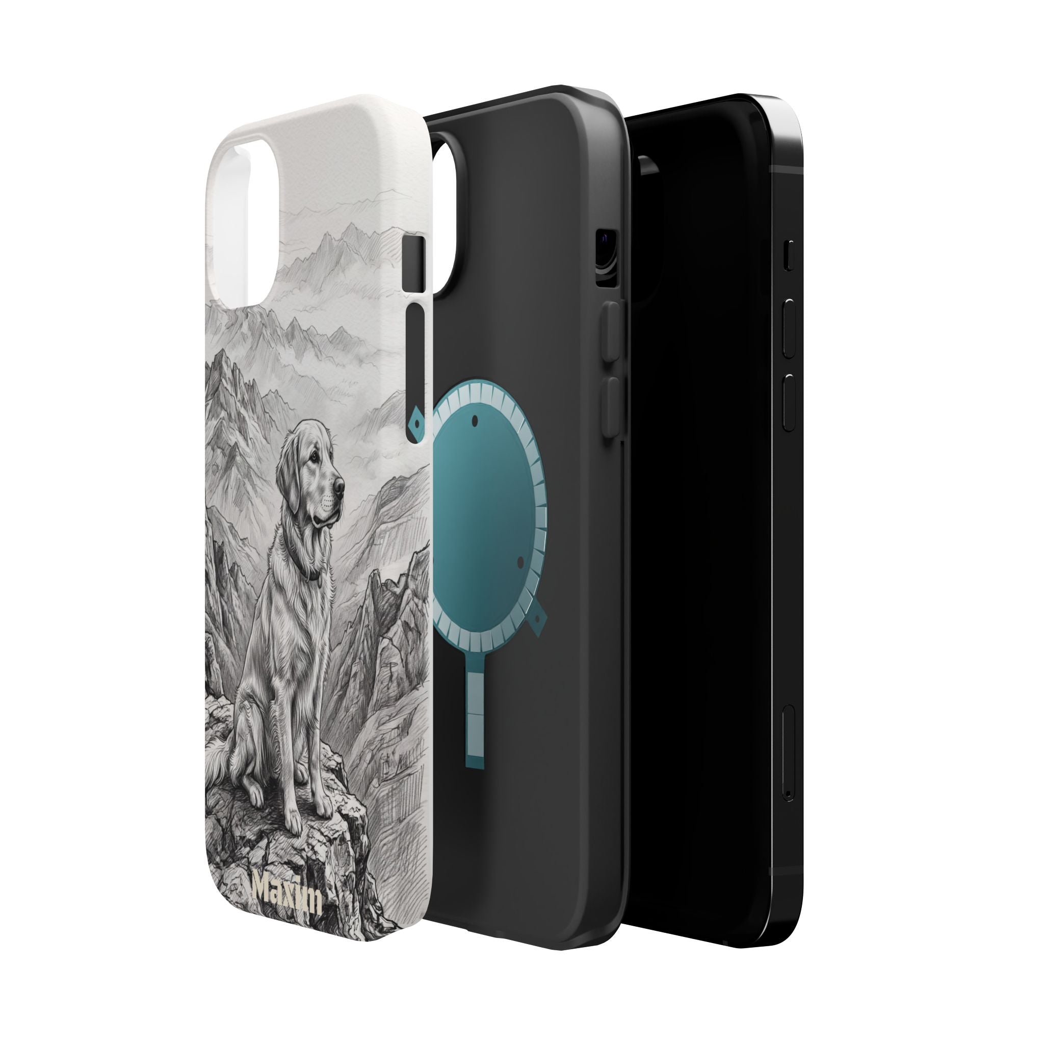 Personalized Golden Retriever Mountain Peak Phone Case — Wireless Charging Cover