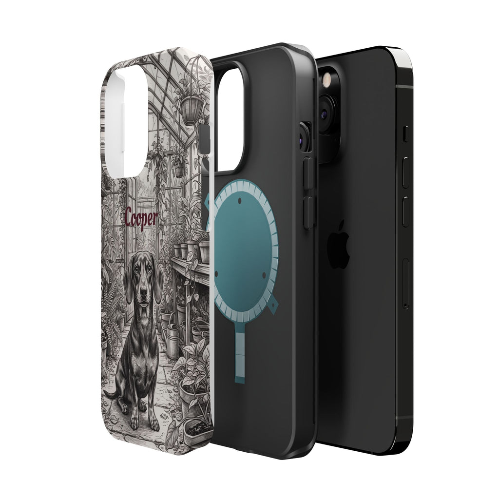 Personalized Dachshund Vintage Greenhouse Phone Case — Wireless Charging Cover
