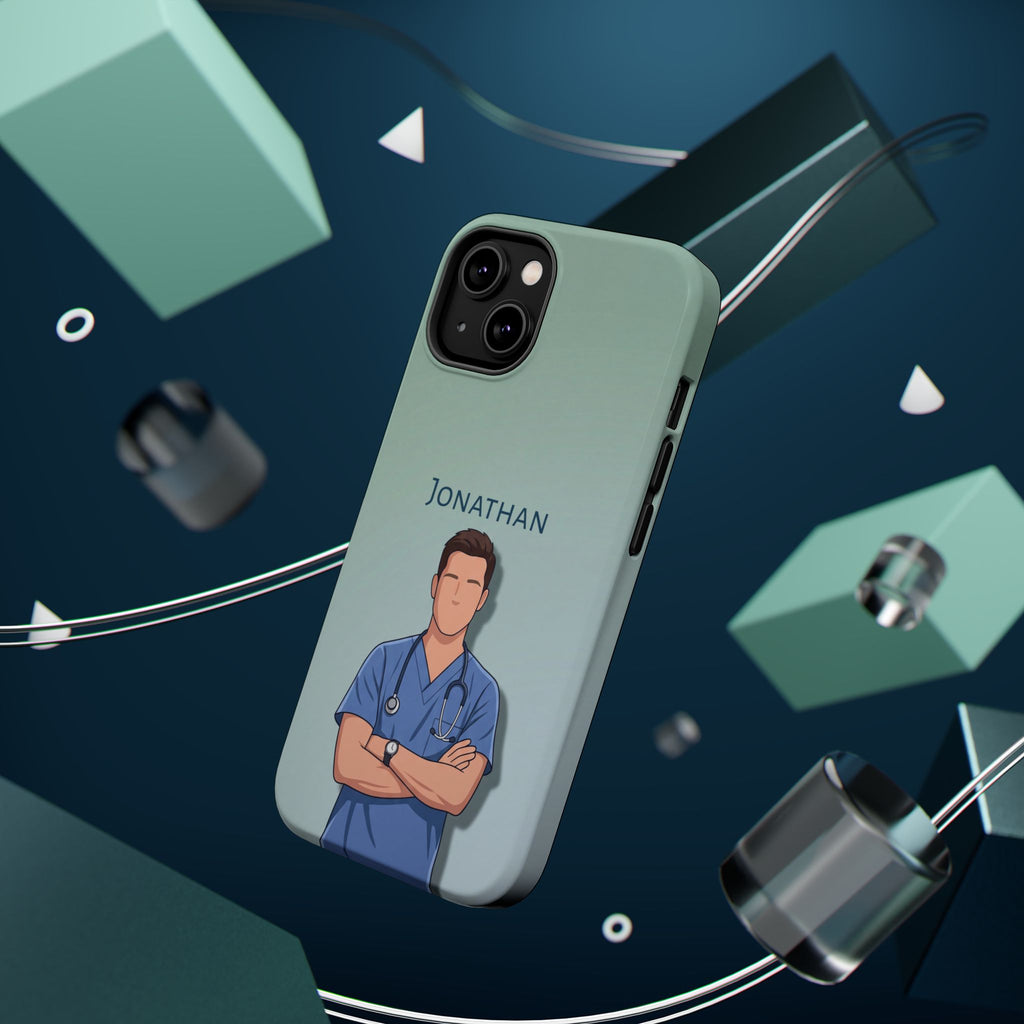 Personalized Nurse Portrait Phone Case — Impact-Resistant Wireless Charging Cover