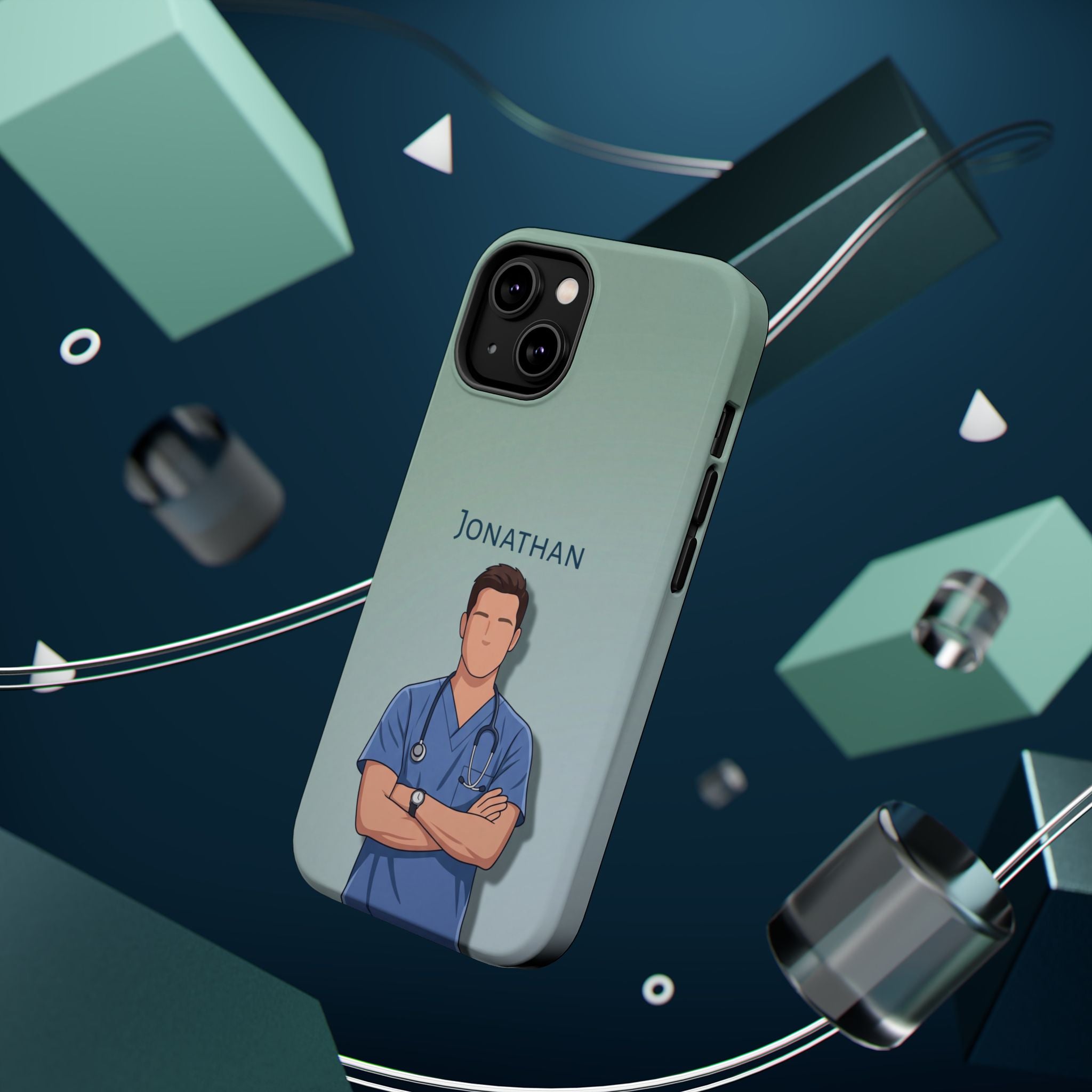 Personalized Nurse Portrait Phone Case — Impact-Resistant Wireless Charging Cover
