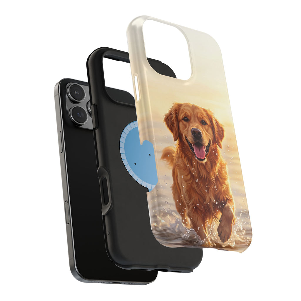 Beach Golden Retriever Phone Case — Impact-Resistant Wireless Charging Cover