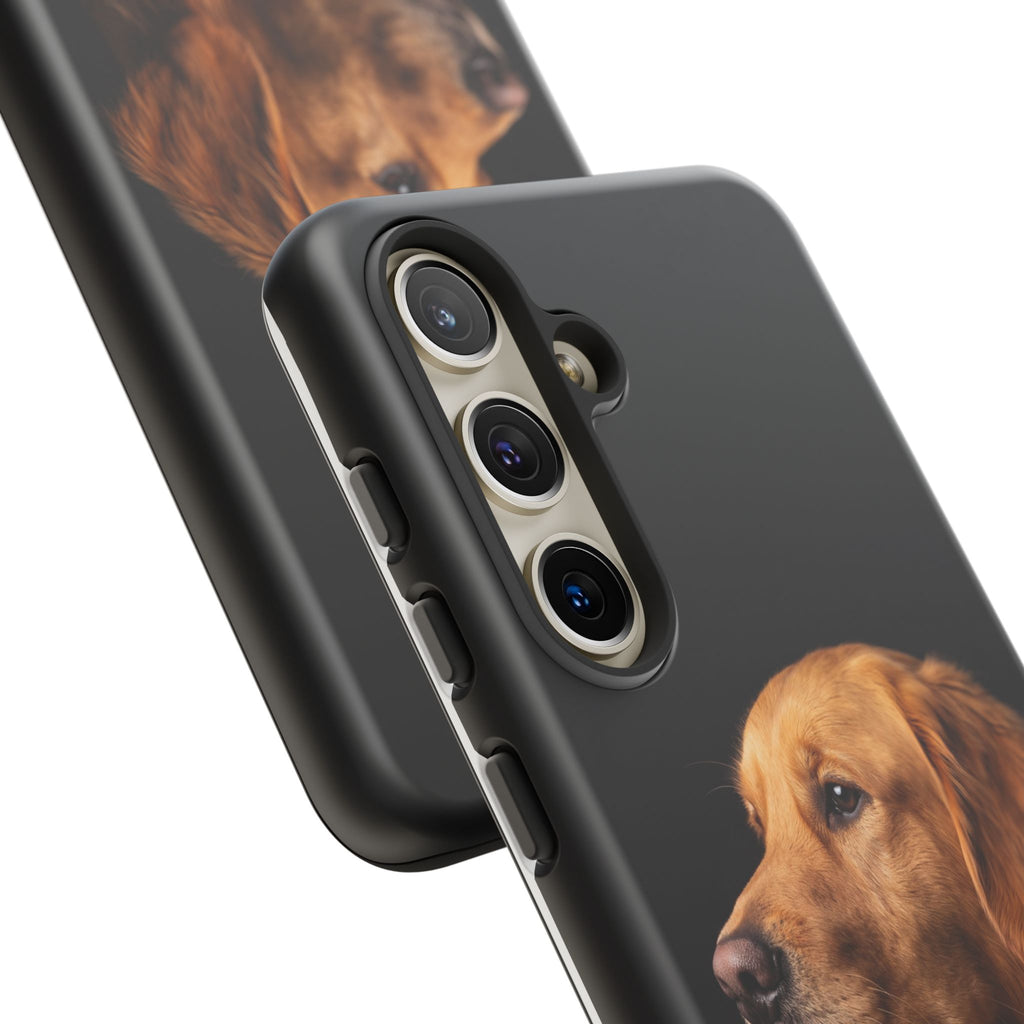 Golden Retriever Portrait Phone Case | Realistic Dog Photo on Black Background | iPhone & Samsung