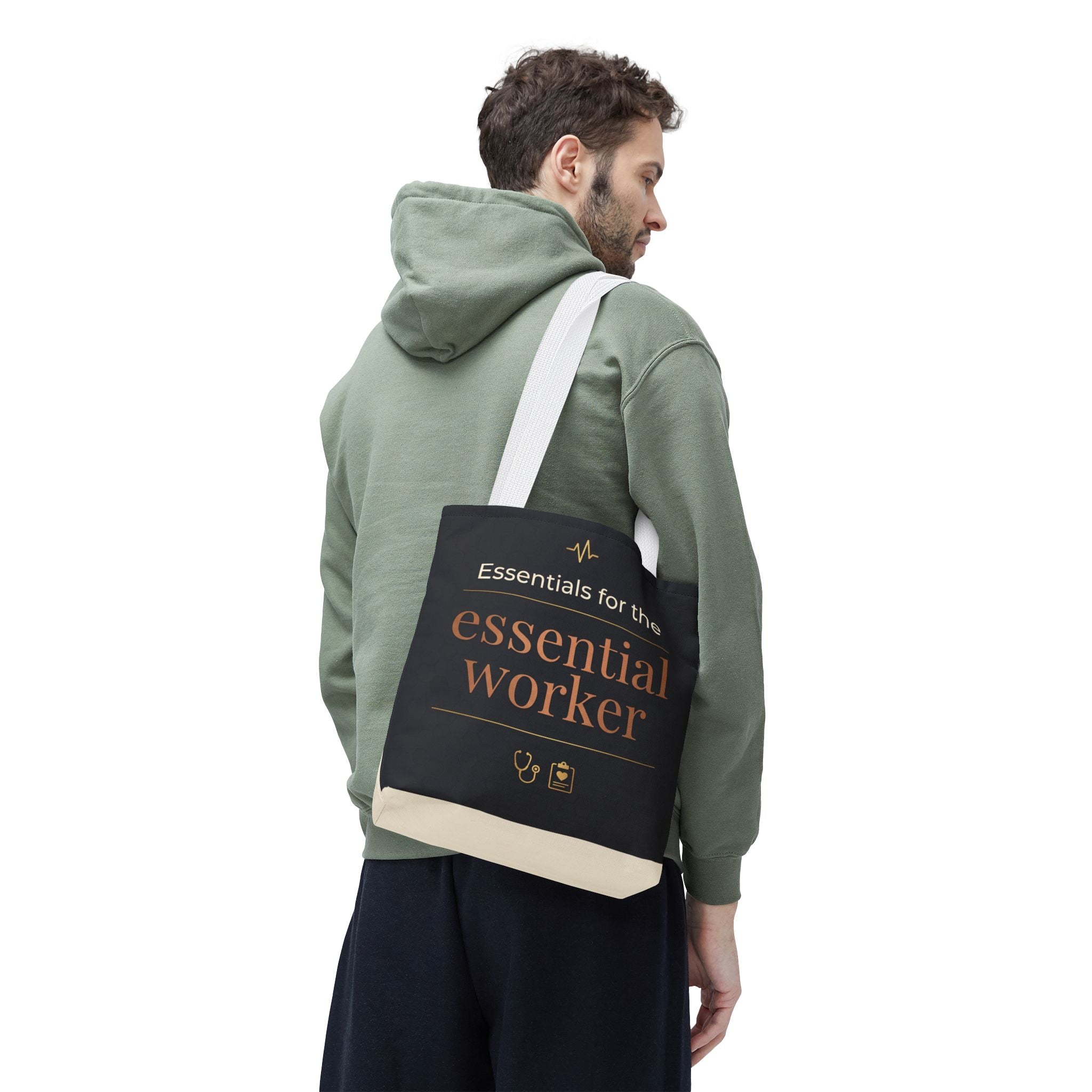 Essentials for the Essential Worker Tote | Healthcare Worker Gift Tote Bag | Nurse Doctor Appreciation Gift | Premium Polyester Carry-All