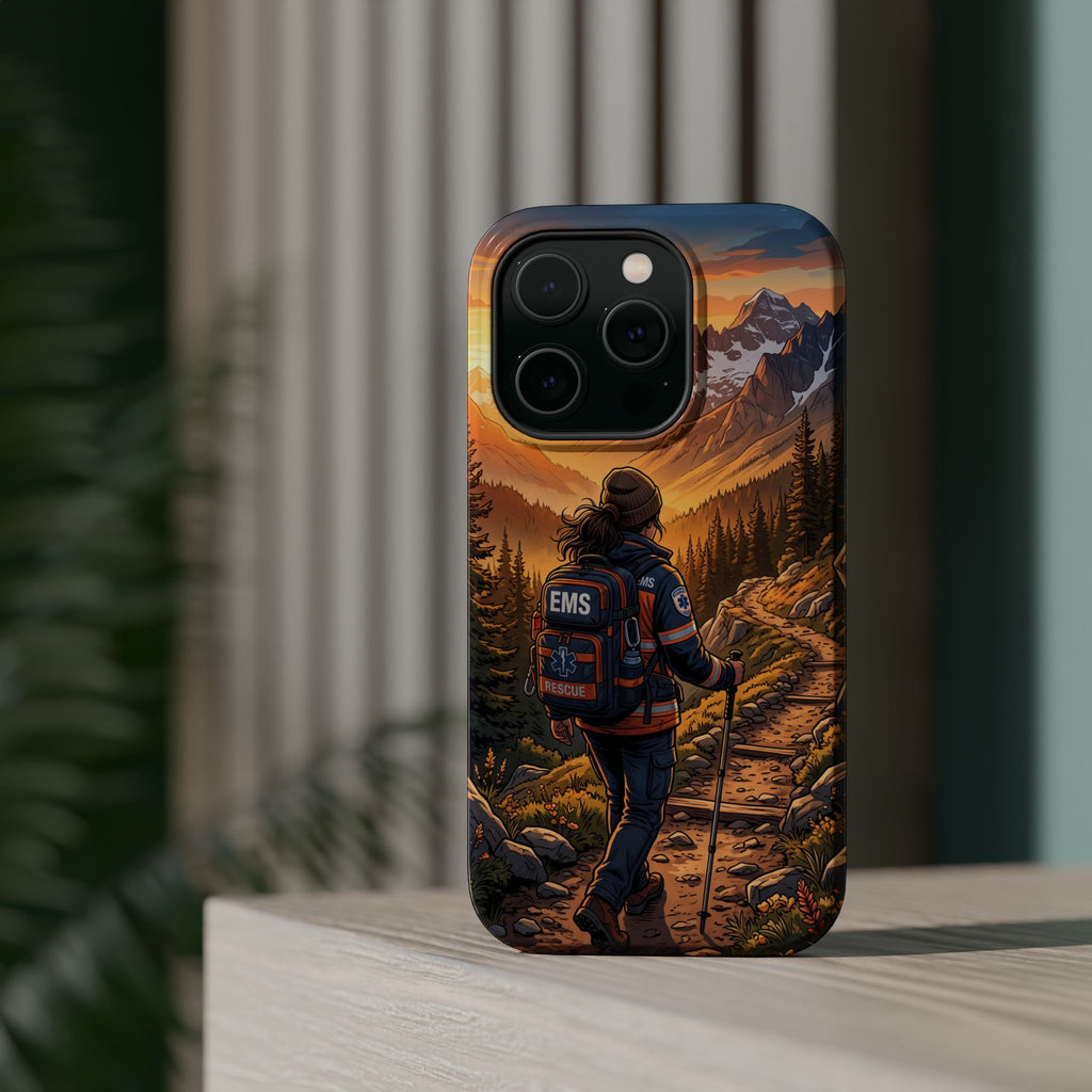 Paramedic/EMT Mountain Phone Case — Magnetic Wireless Charging Cover