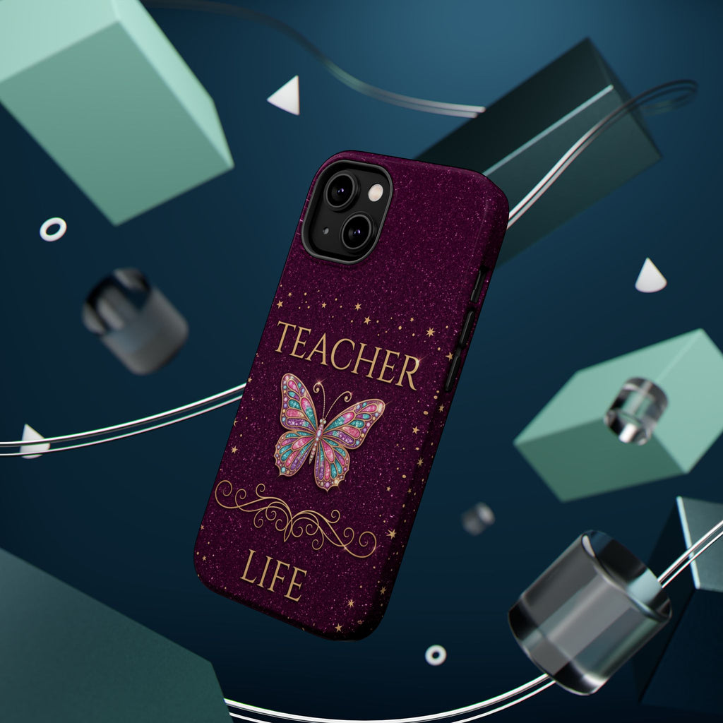 Teacher Life Glitter Butterfly Phone Case — Wireless Charging Cover