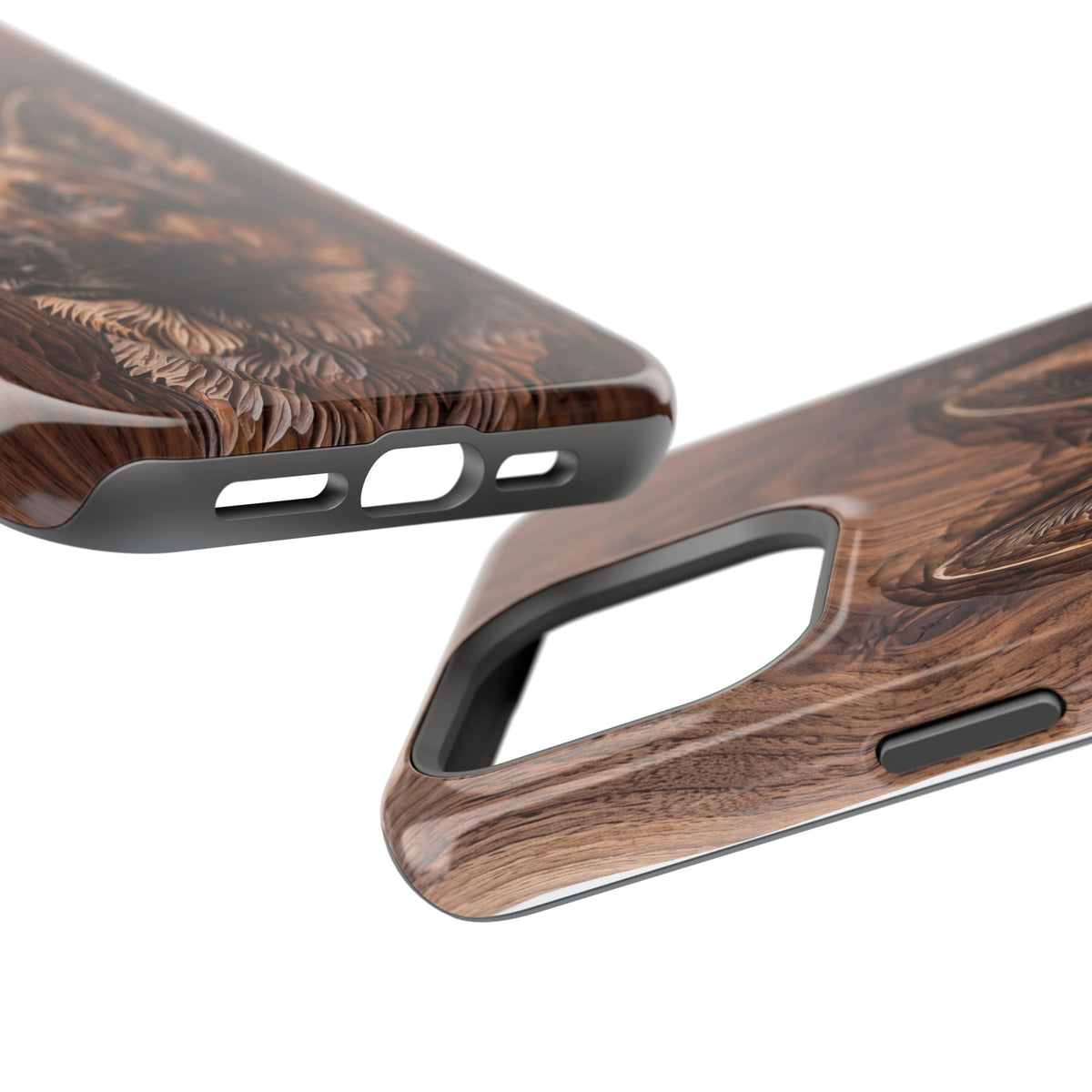 German Shepherd Phone Case | Carved Walnut Art — Tough Magnetic Case with Wireless Charging
