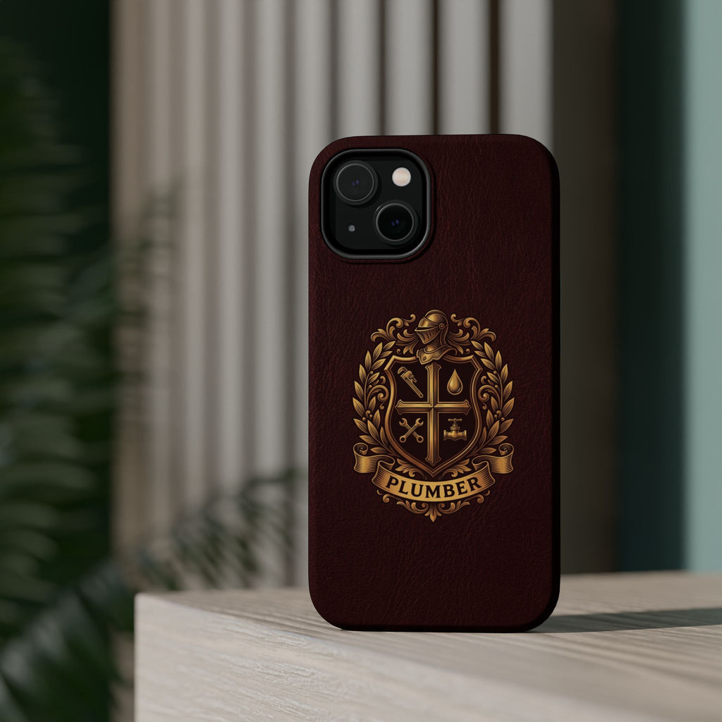Plumber Crest Phone Case — Heraldic Shield Design Wireless Charging Cover