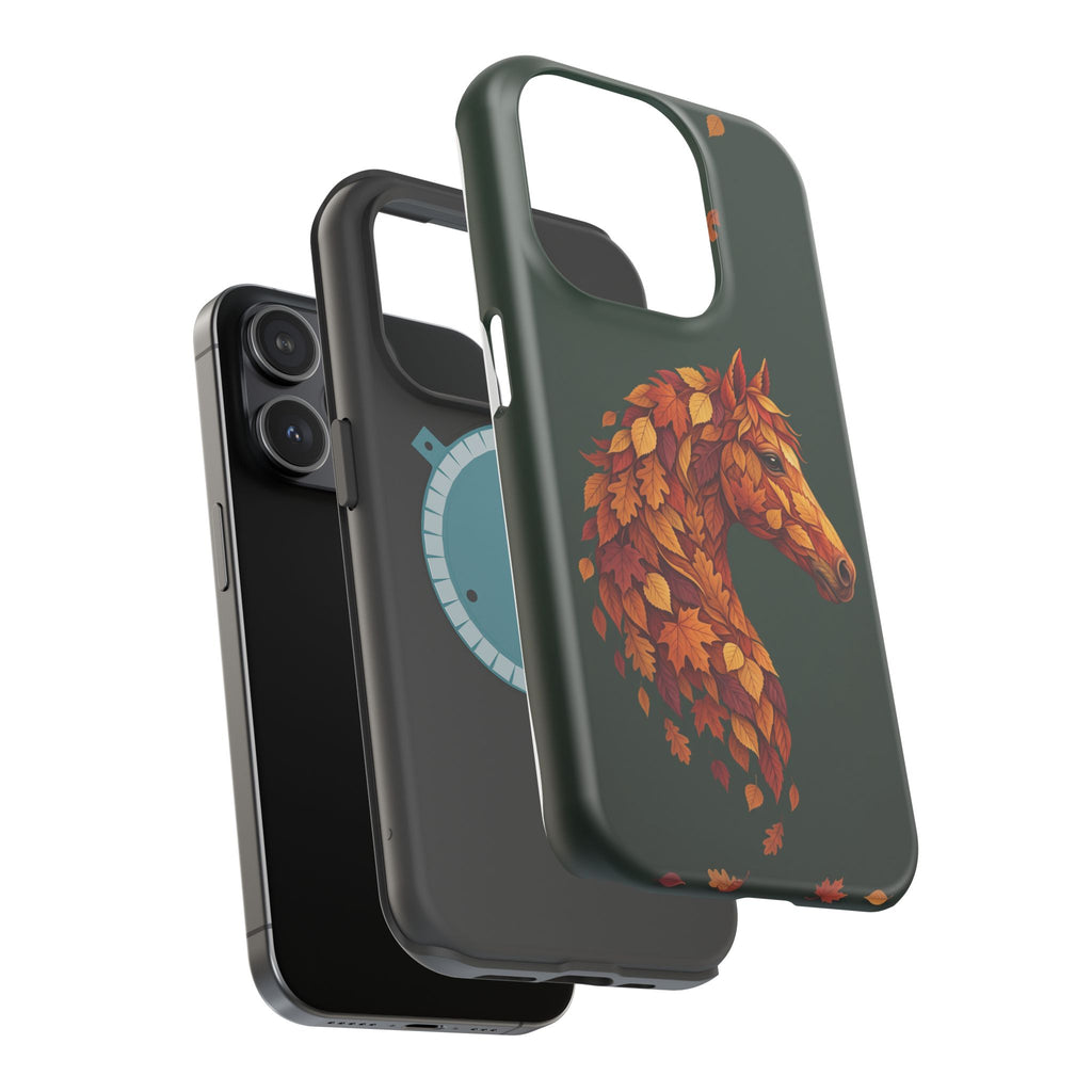 Autumn Leaves Horse Phone Case — Tough Magnetic Case with Wireless Charging