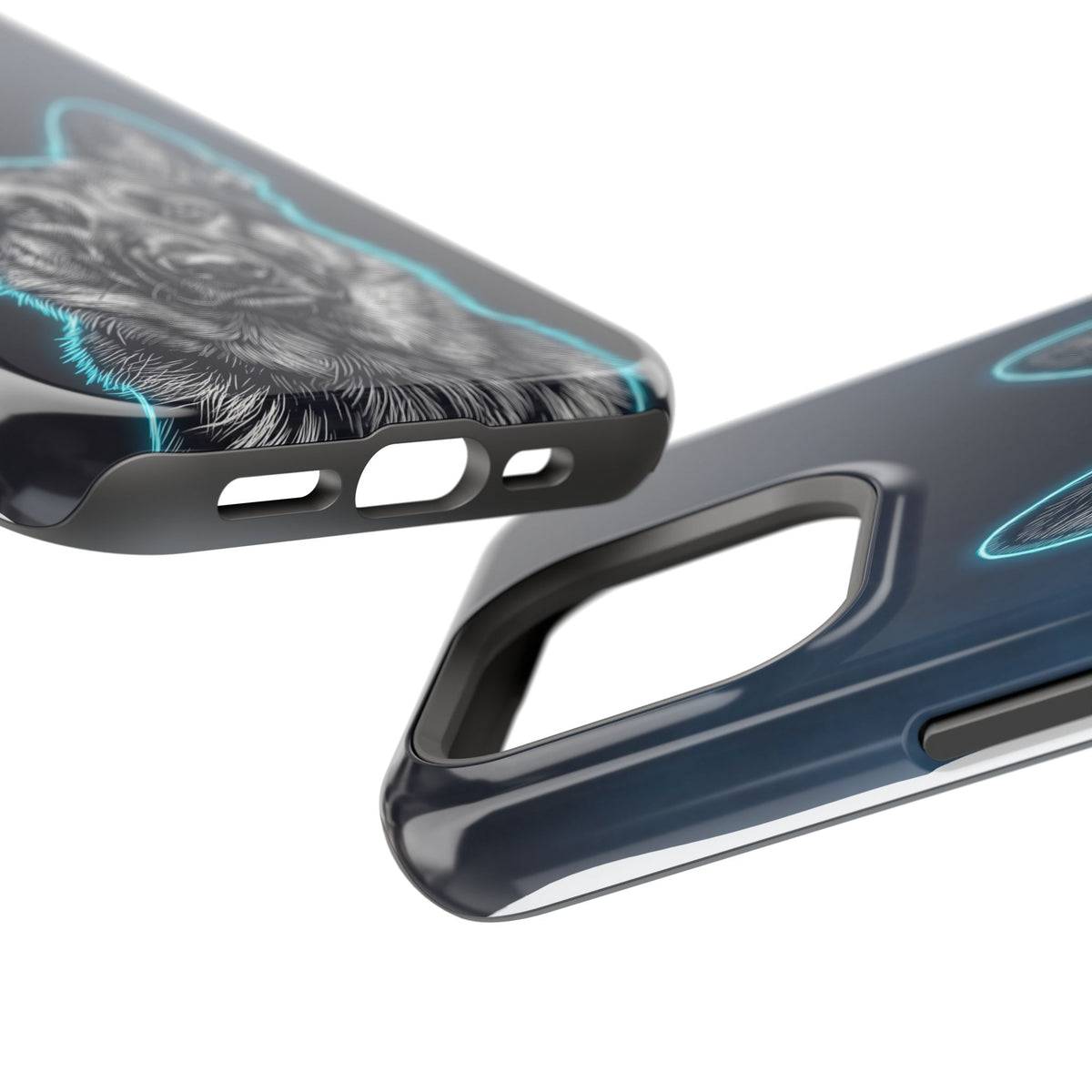 German Shepherd Phone Case | Neon Glow Sketch Art — Tough Magnetic Case with Wireless Charging