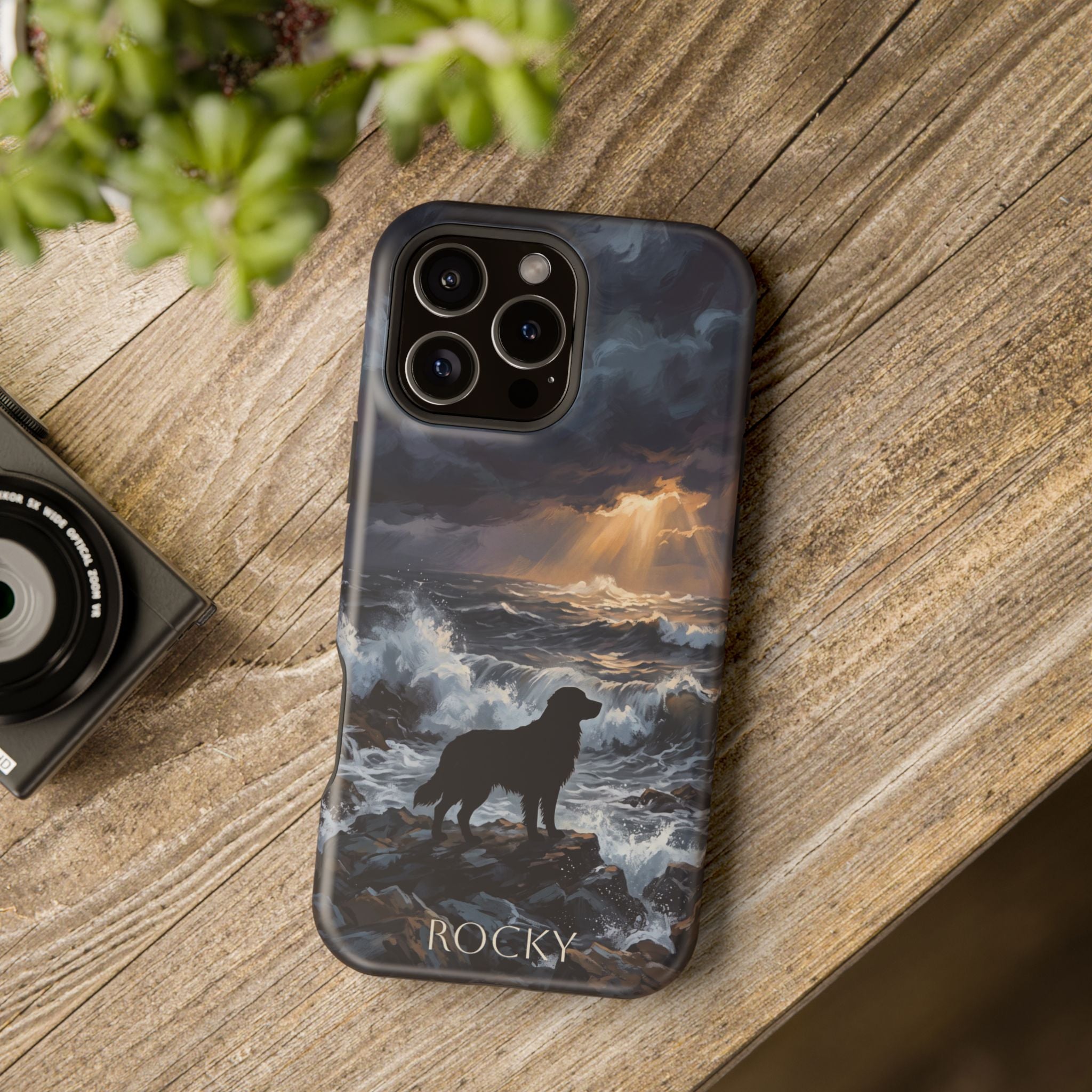 Personalized Golden Retriever Stormy Sea Phone Case — Wireless Charging Cover