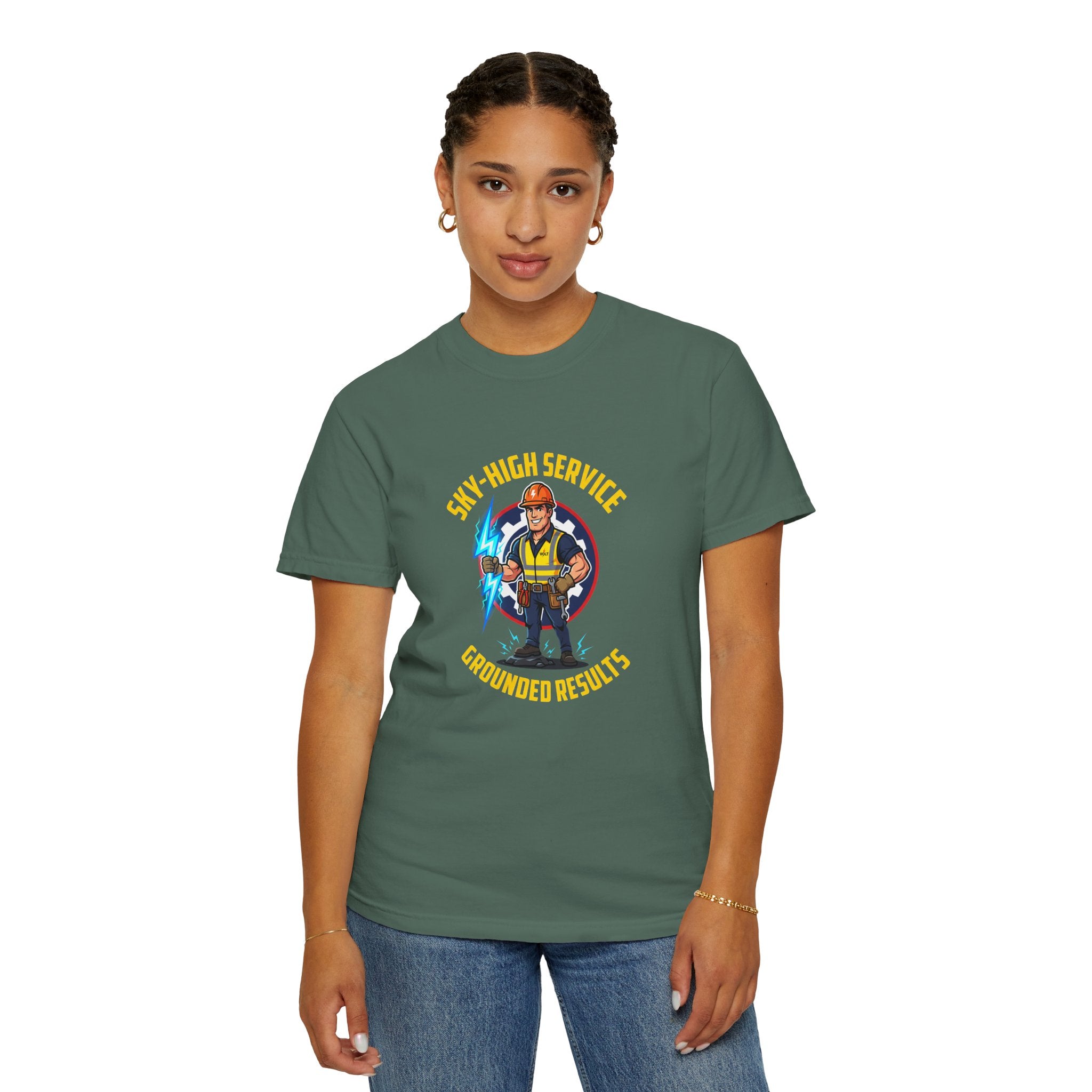 Sky-High Service Grounded Results Electrician T-Shirt