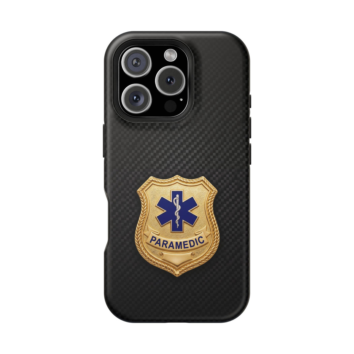 Gold Paramedic Badge Black Phone Case — Magnetic Wireless Charging Cover