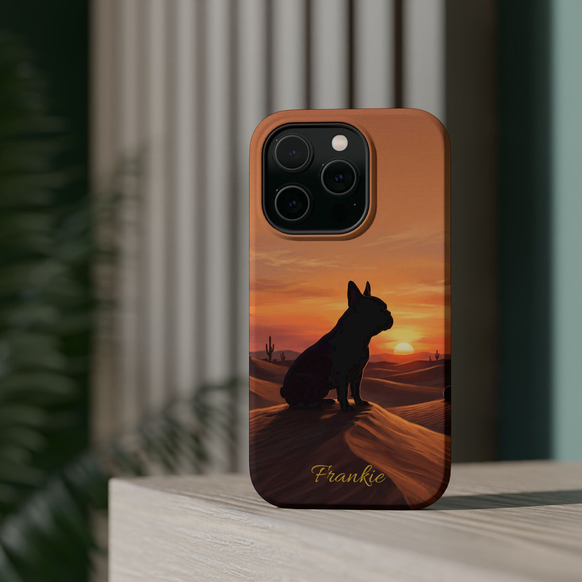 Personalized French Bulldog Desert Sunset Phone Case — Wireless Charging Cover