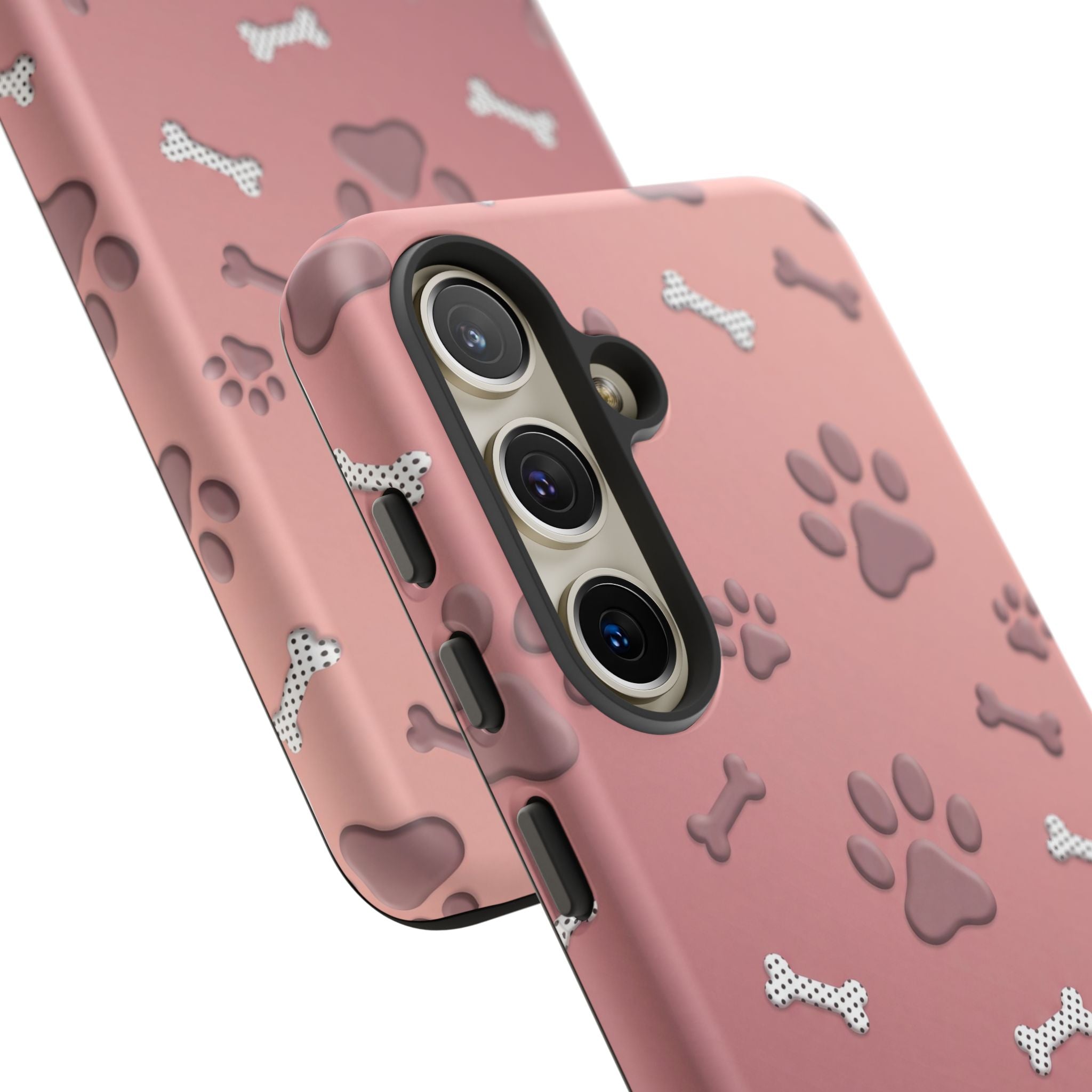 iPhone & Samsung Phone Case | Paw Print & Bone  | Dusty Rose Pattern Case for Frenchie Lovers