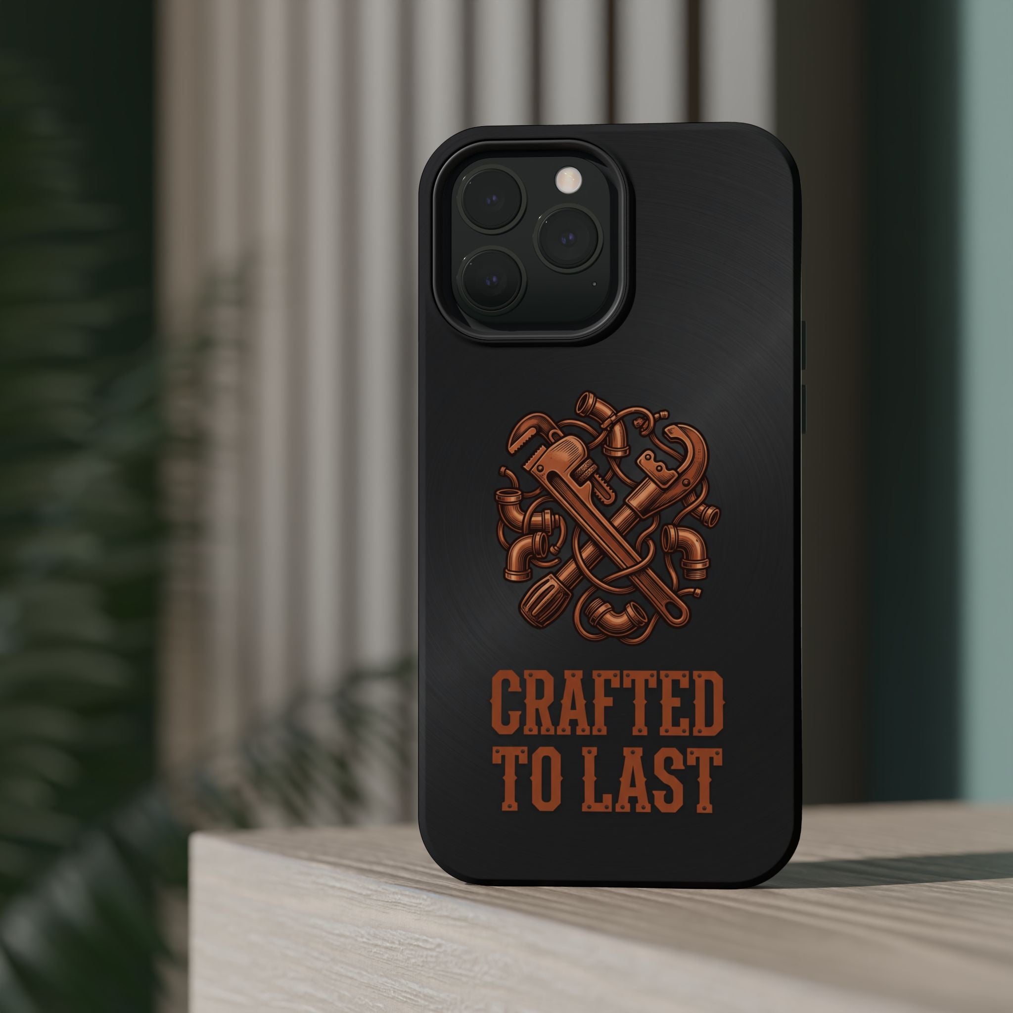 Crafted to Last Phone Case — Crossed Wrenches Wireless Charging Cover