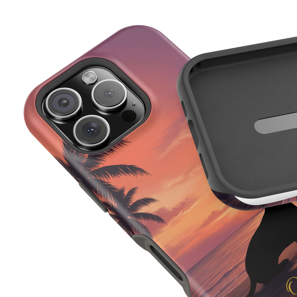 Personalized Dachshund Tropical Beach Sunset Phone Case — Wireless Charging Cover