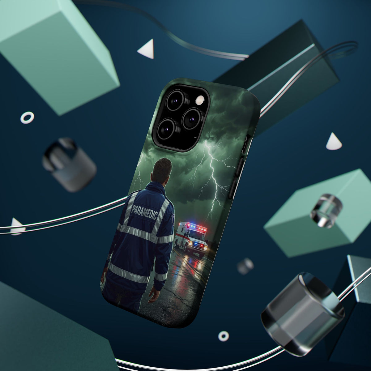 Paramedic Green Storm Phone Case — Magnetic Wireless Charging Cover