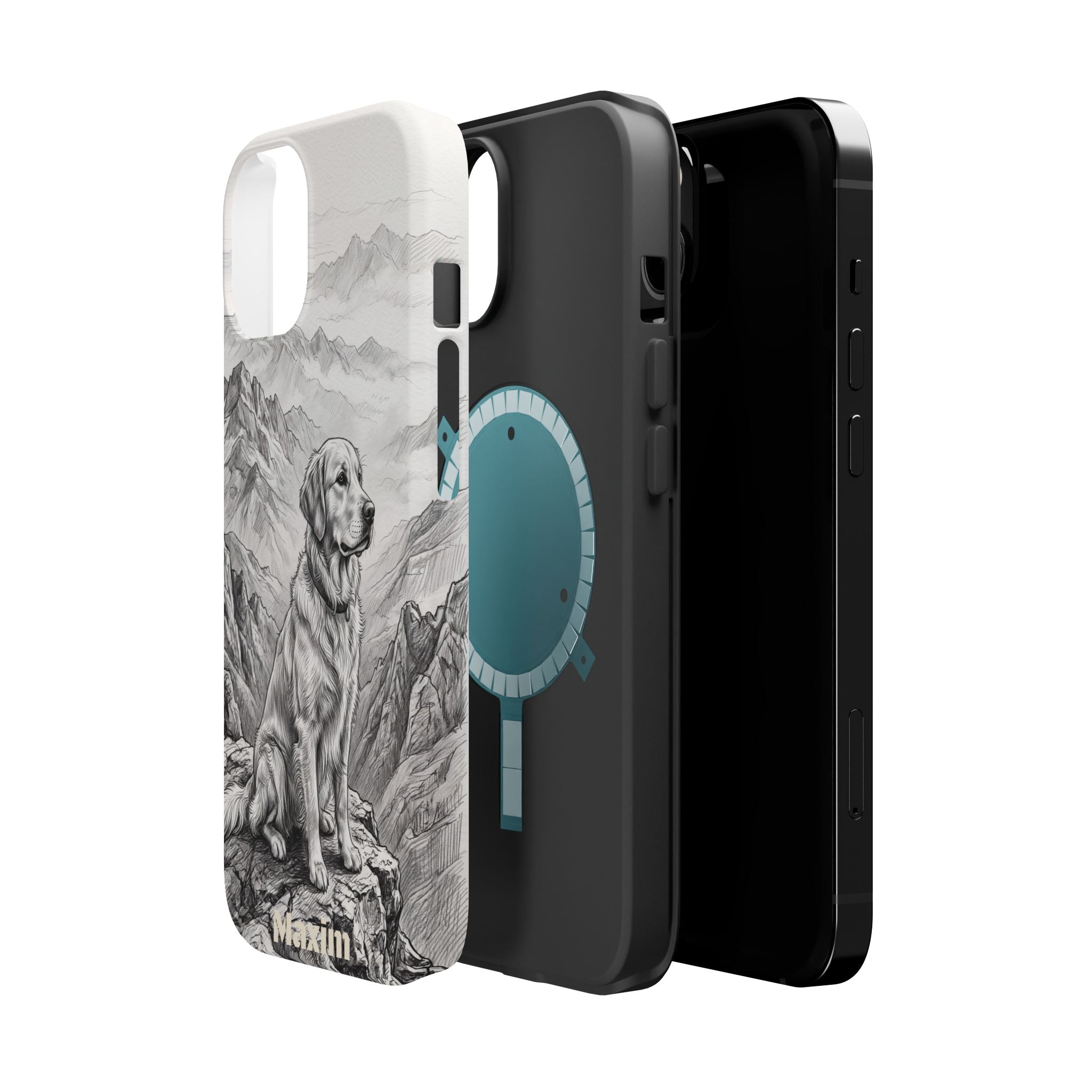 Personalized Golden Retriever Mountain Peak Phone Case — Wireless Charging Cover