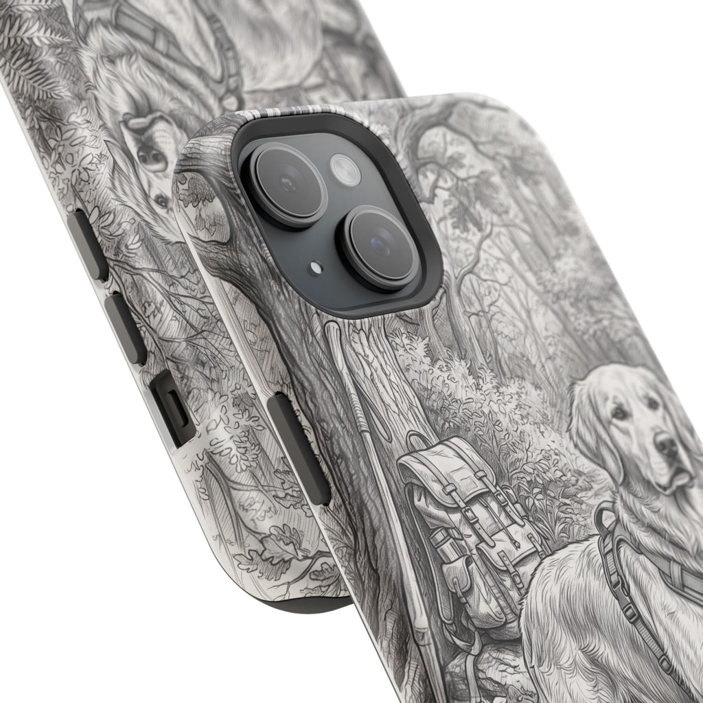Personalized Golden Retriever Woodland Trail Phone Case — Wireless Charging Cover