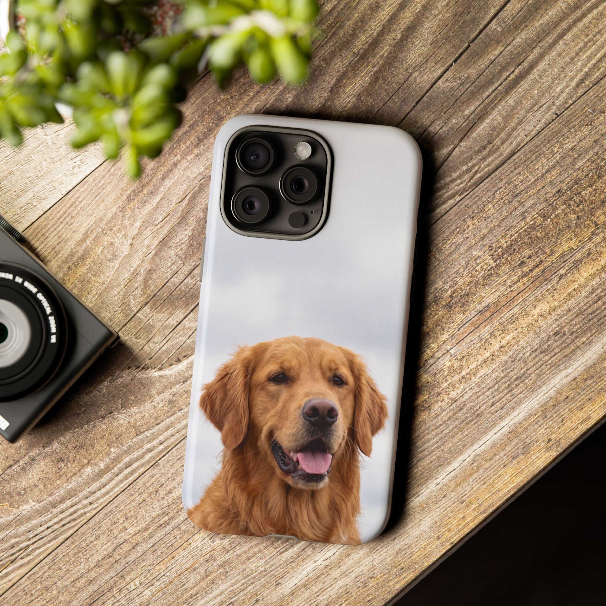Golden Retriever Portrait Phone Case | Happy Dog Photo on Soft Sky Background | Samsung & iPhone