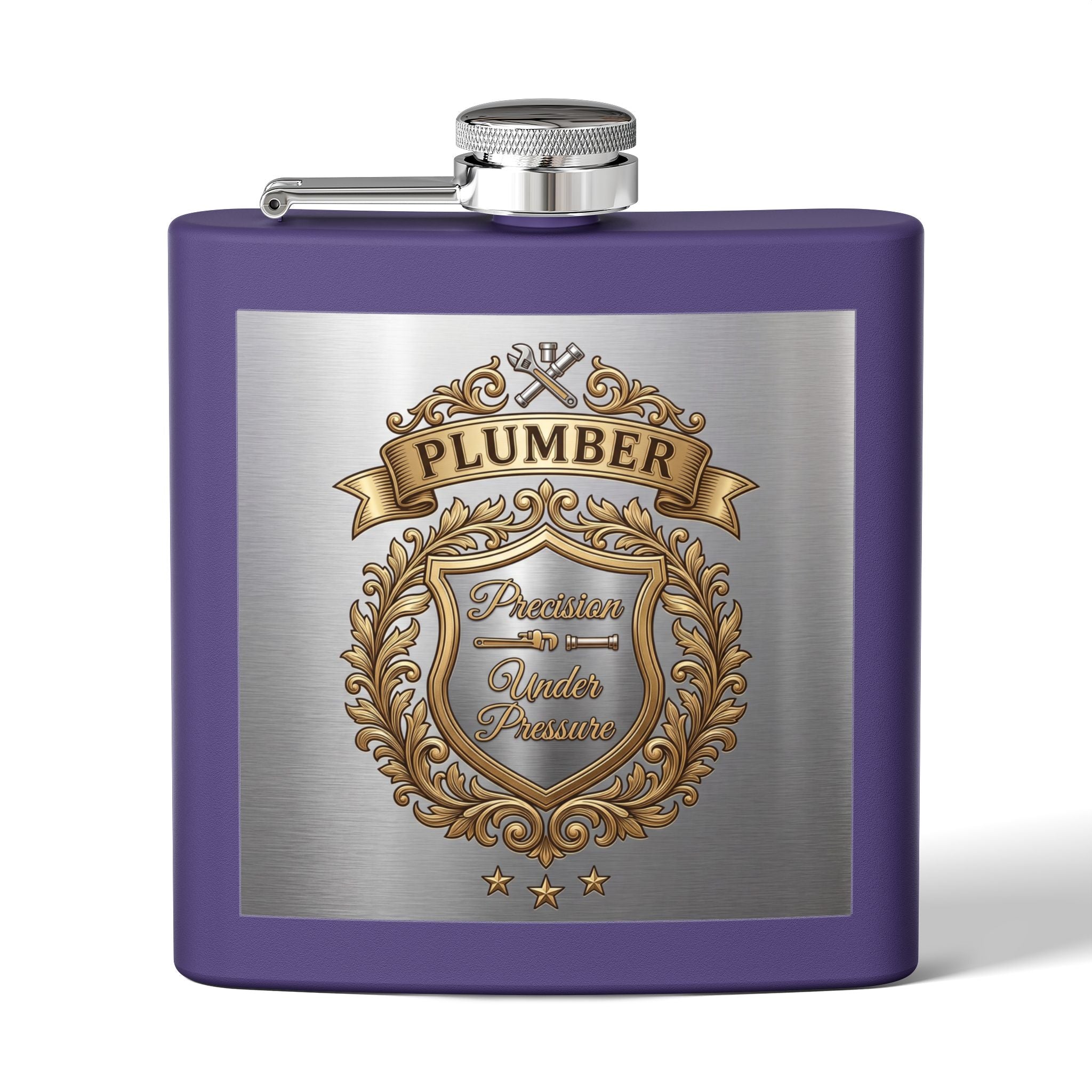 Flask — "Plumber: Precision Under Pressure" 6oz Stainless Steel Hip Flask