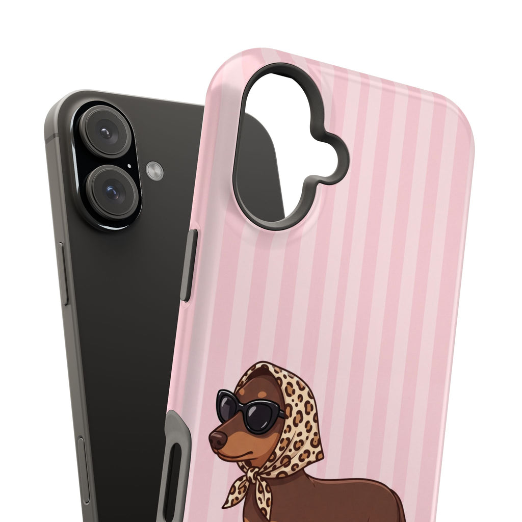 Preppy Dachshund Phone Case — Impact-Resistant Wireless Charging Cover
