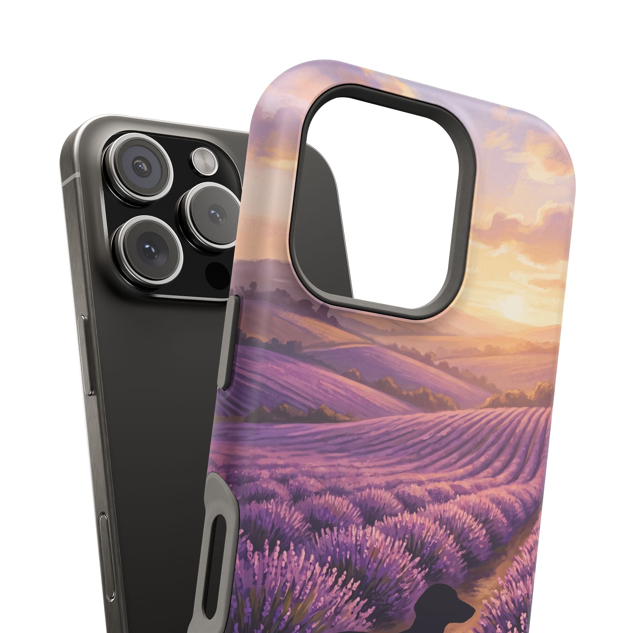 Personalized Dachshund Lavender Field Phone Case — Wireless Charging Cover