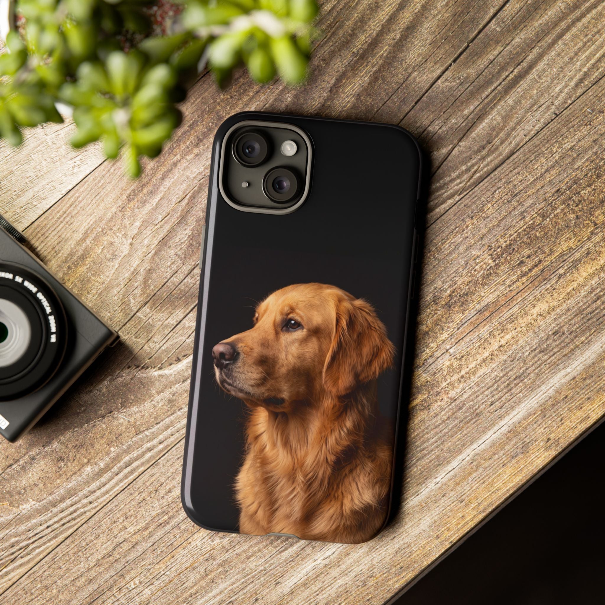 Golden Retriever Portrait Phone Case | Realistic Dog Photo on Black Background | iPhone & Samsung
