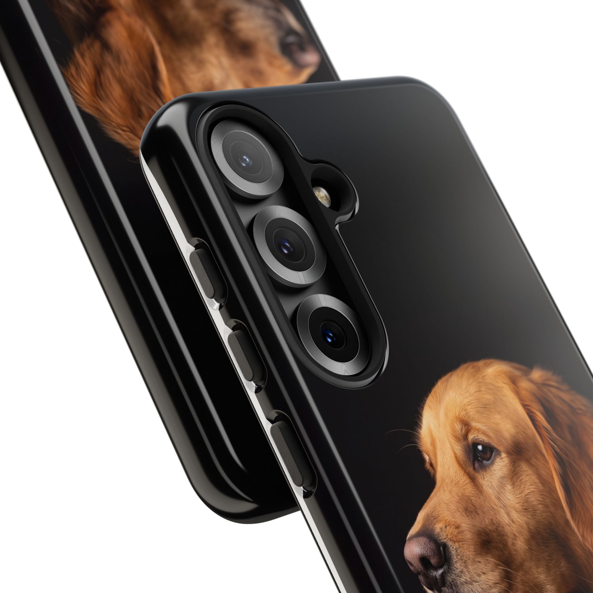 Golden Retriever Portrait Phone Case | Realistic Dog Photo on Black Background | iPhone & Samsung