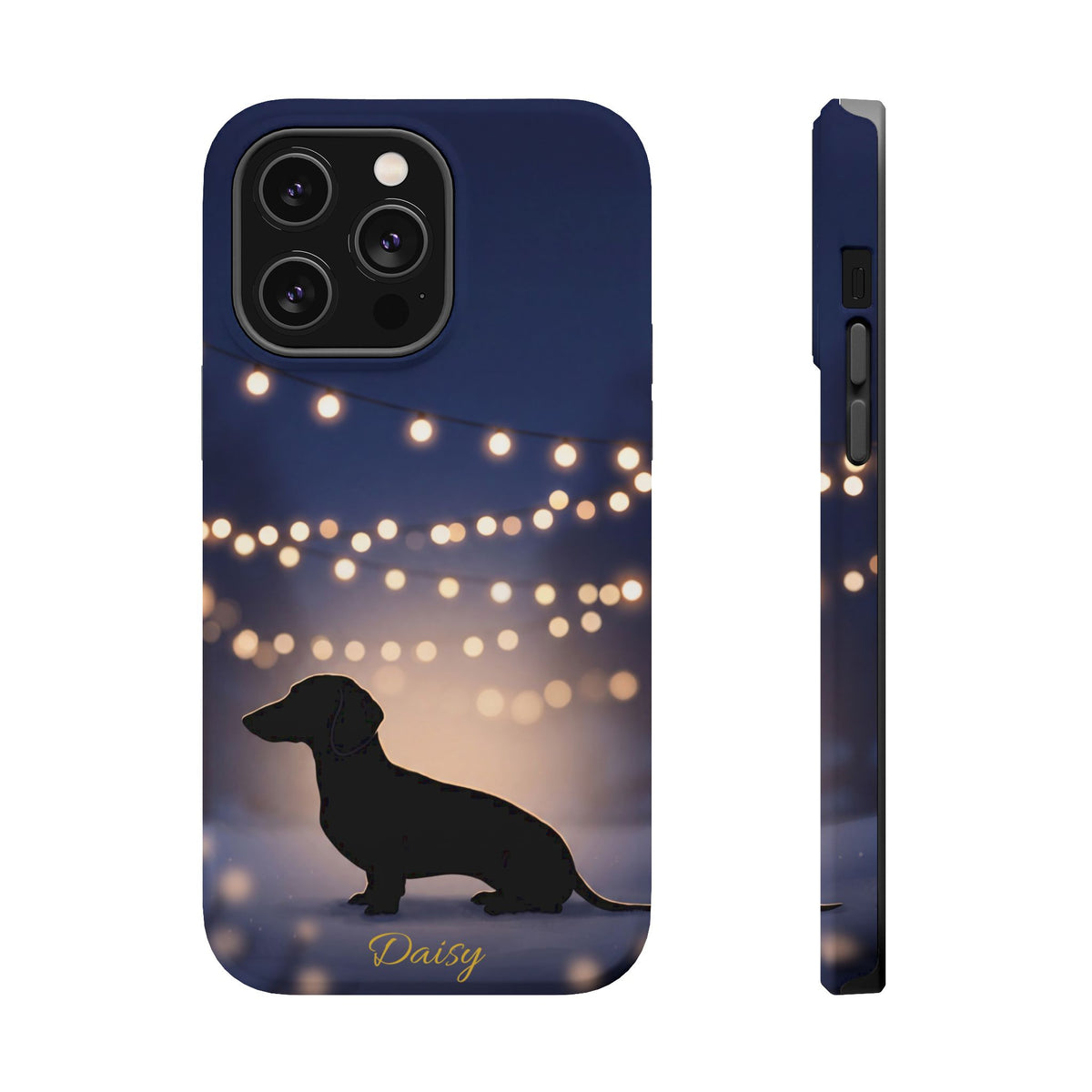 Personalized Dachshund Fairy Lights Phone Case — Wireless Charging Cover