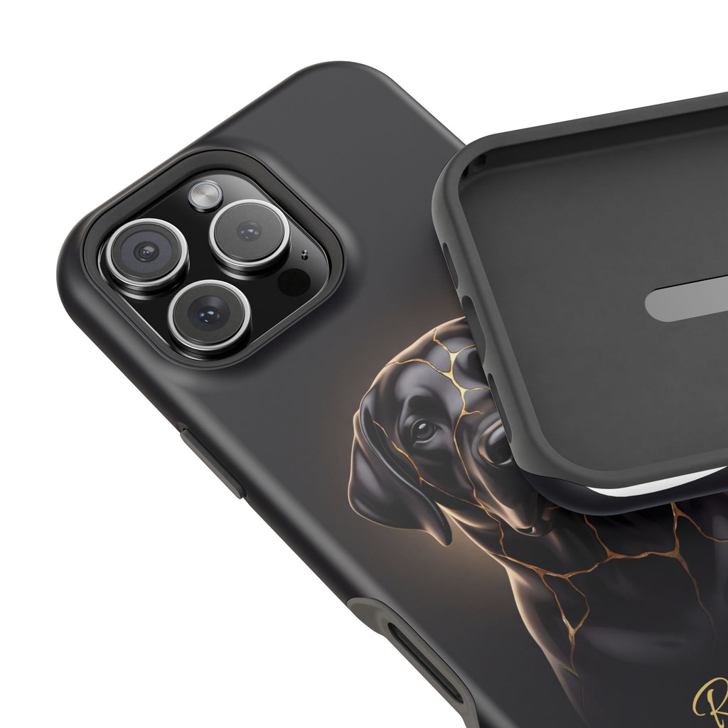Personalized Obsidian Kintsugi Labrador Phone Case — Tough Magnetic Case with Wireless Charging