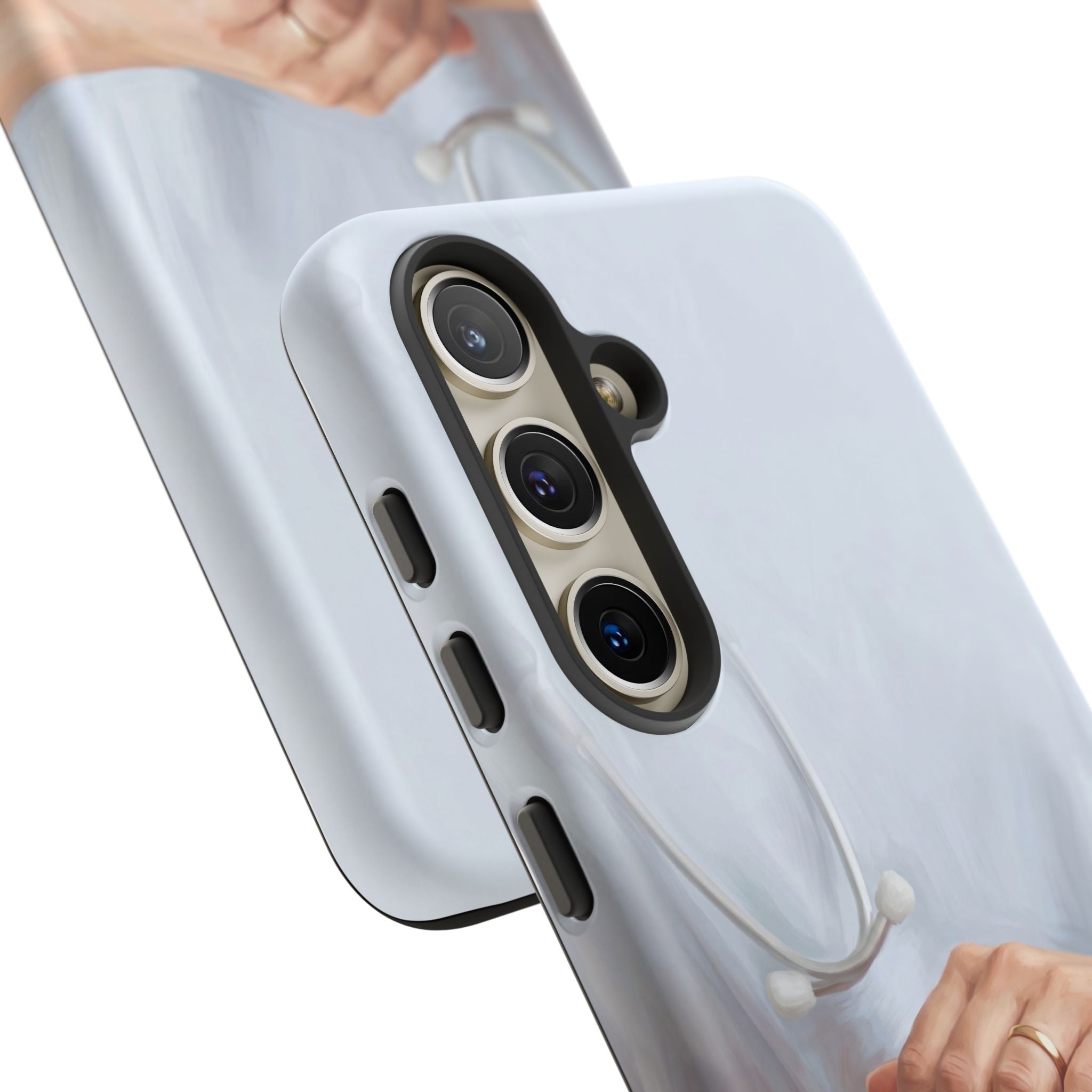 Nurse's Comforting Hands Phone Case | Caring Hands & Stethoscope Illustration | iPhone & Samsung