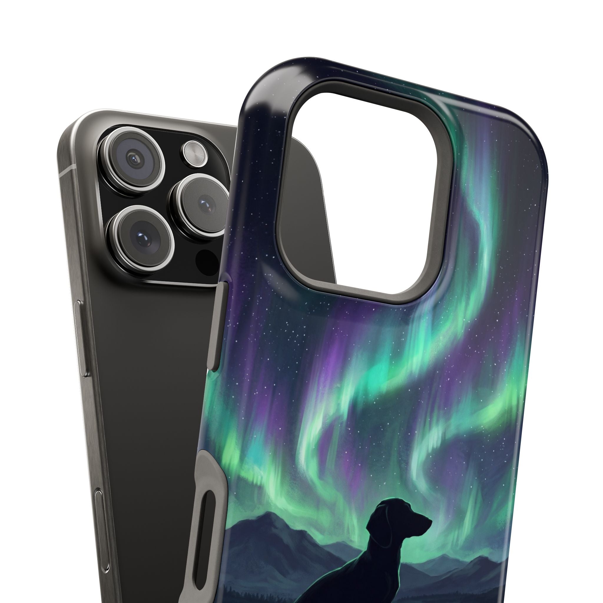 Personalized Dachshund Northern Lights Phone Case — Wireless Charging Cover