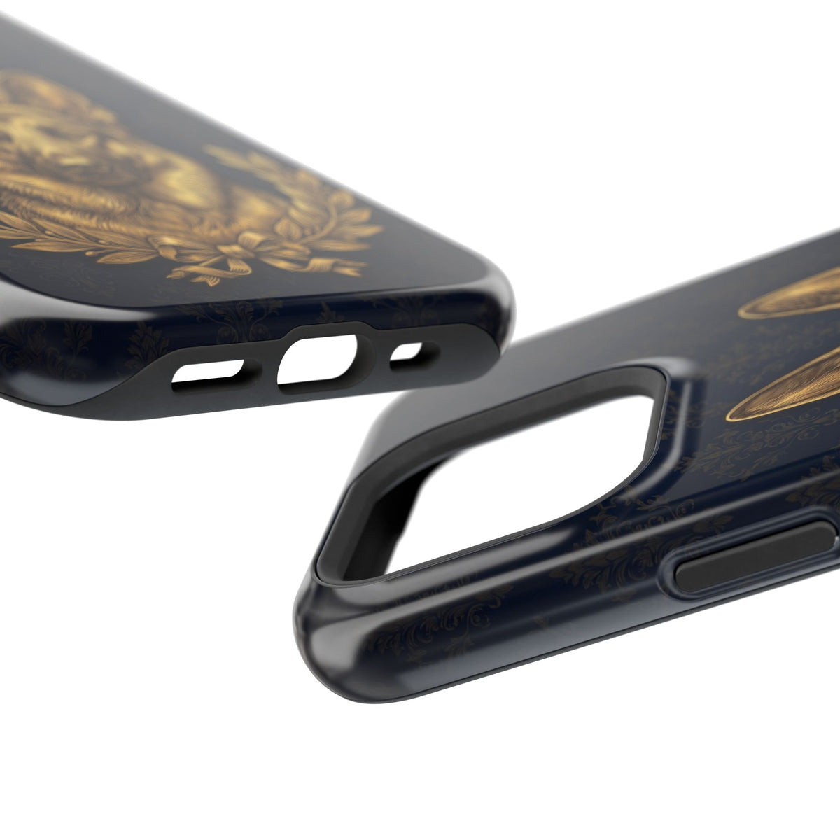 German Shepherd Phone Case | Navy Gold Laurel Art — Tough Magnetic Case with Wireless Charging