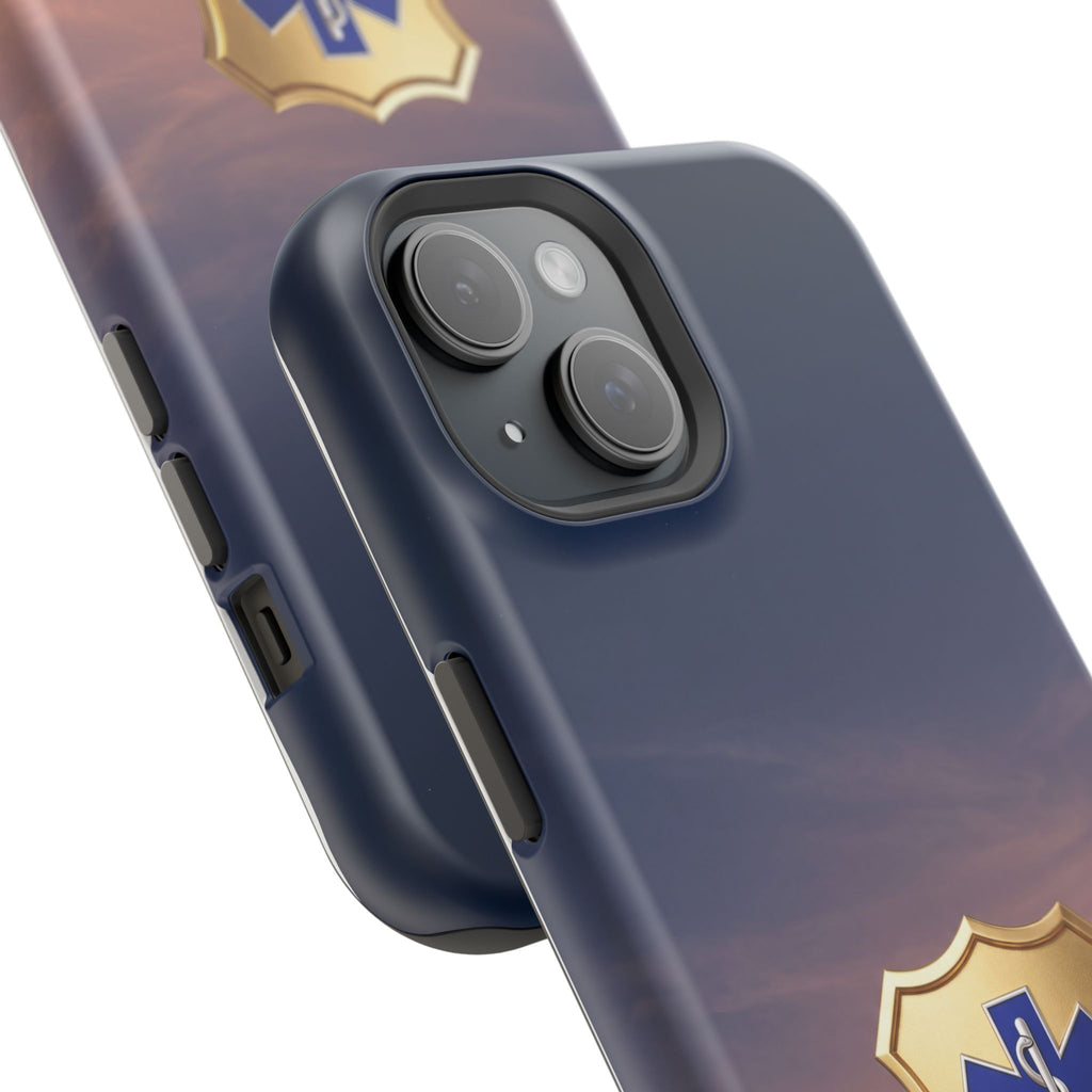 Gold Paramedic Badge Sunset Sky Phone Case — Magnetic Wireless Charging Cover