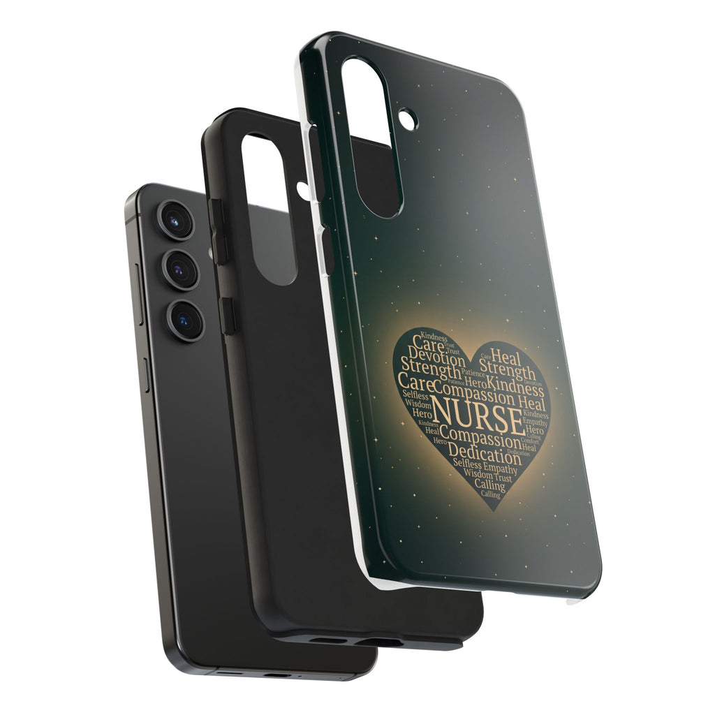 Nurse Heart Tough Phone Case — Inspirational Word Cloud Tribute - iphone and Samsung Galaxy series