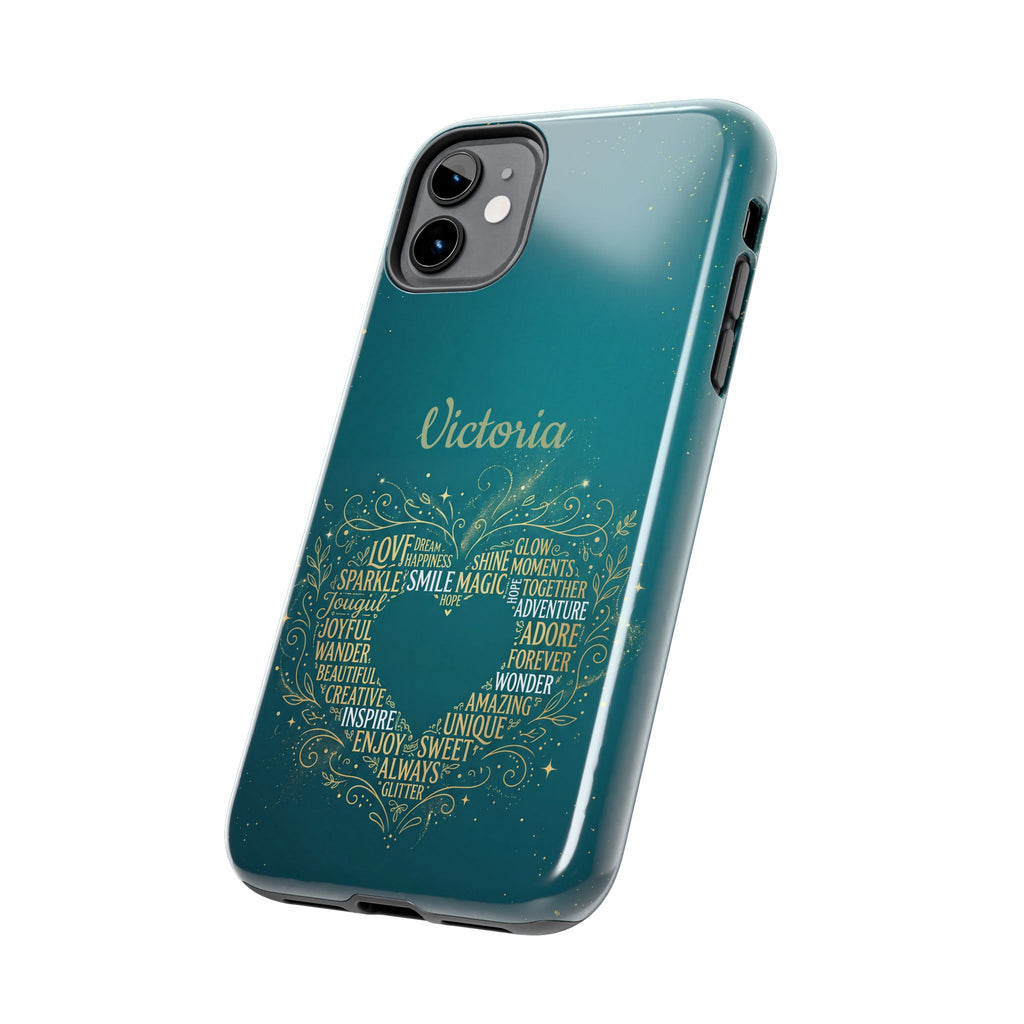 Personalized Teacher Phone Case — Custom Name Heart Word Art Design