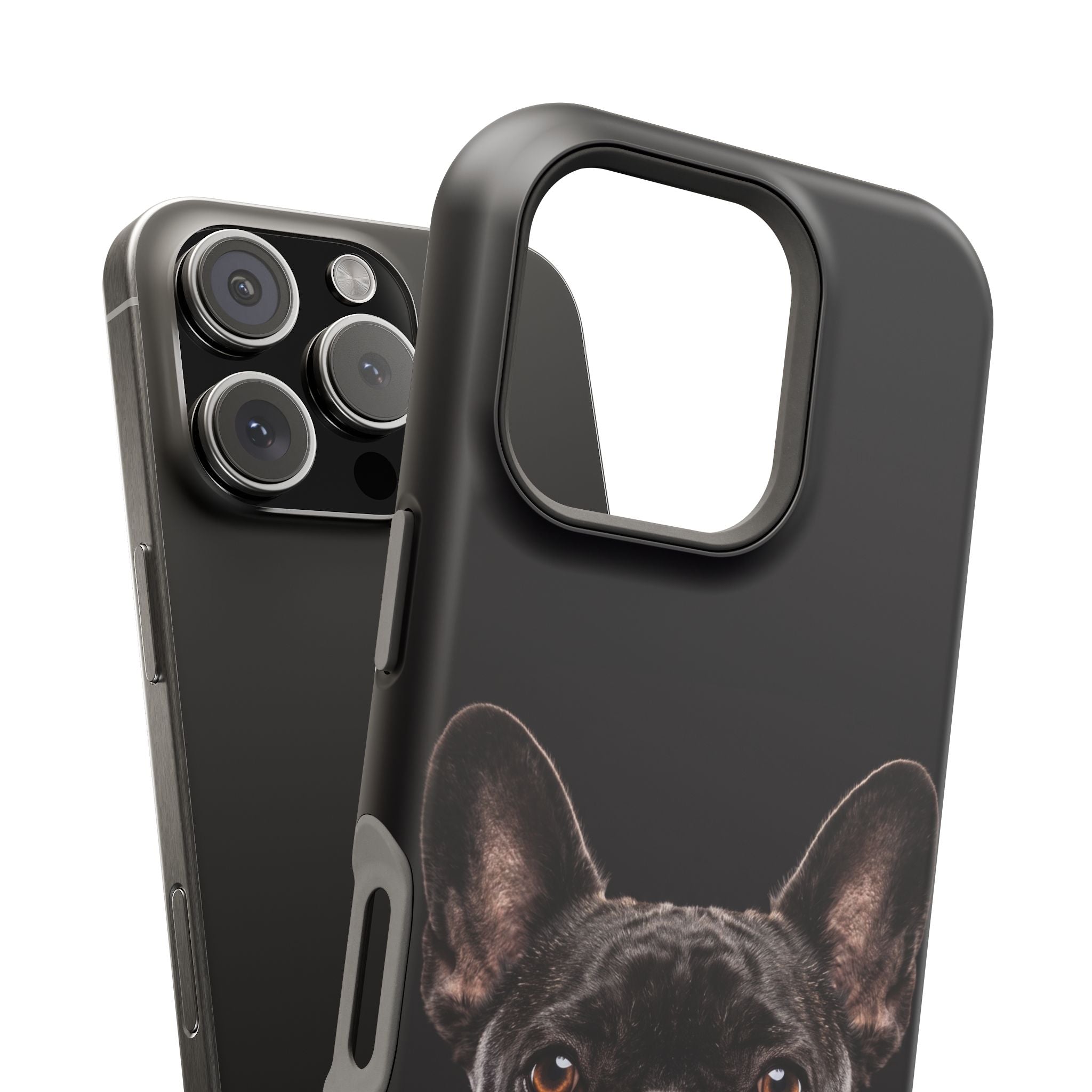 Black French Bulldog Phone Case — Impact-Resistant Wireless Charging Cover