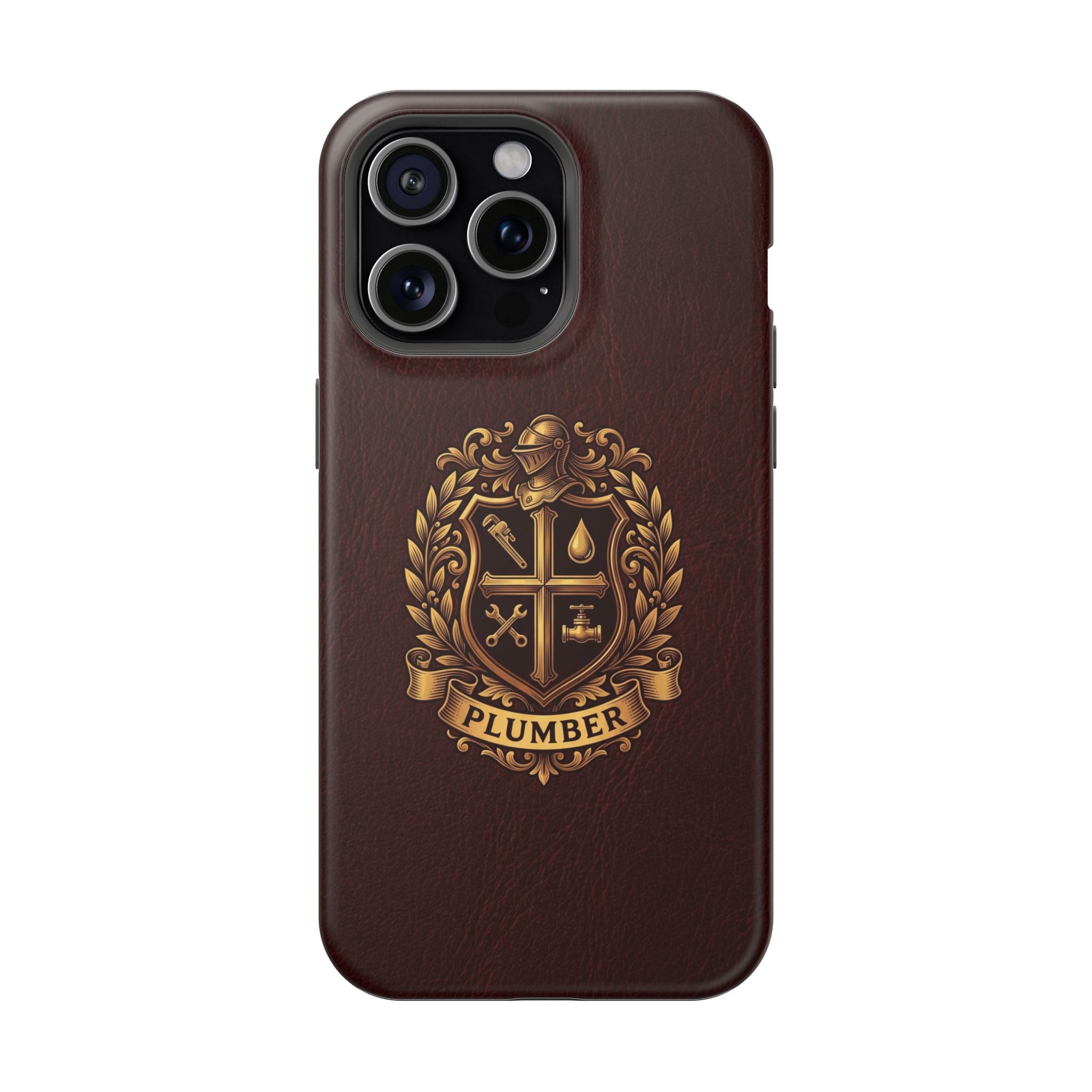 Plumber Crest Phone Case — Heraldic Shield Design Wireless Charging Cover